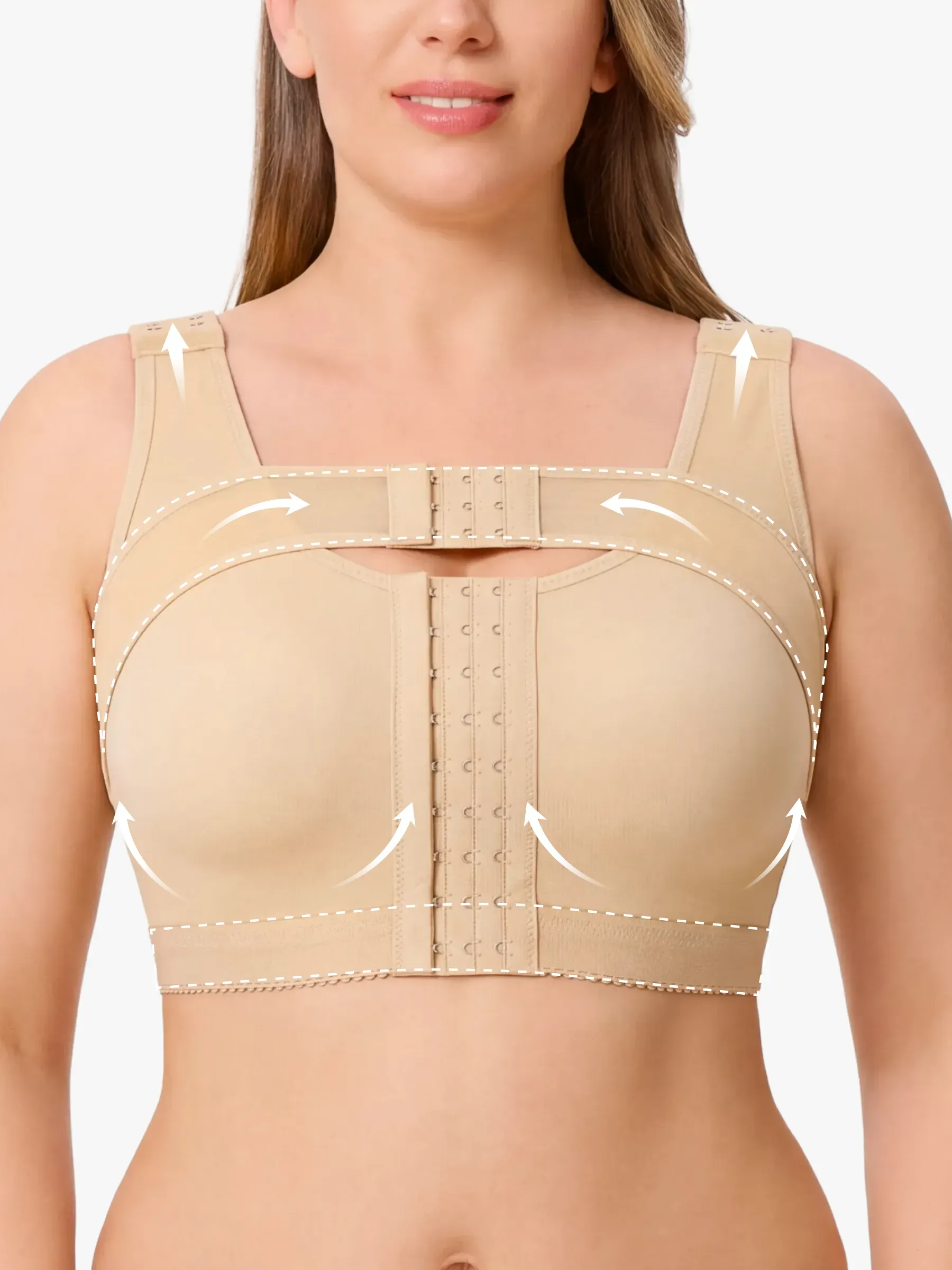 Front-Opening Full Coverage Wireless Comfort Mastectomy Post Surgery Bra with Breast Support Band