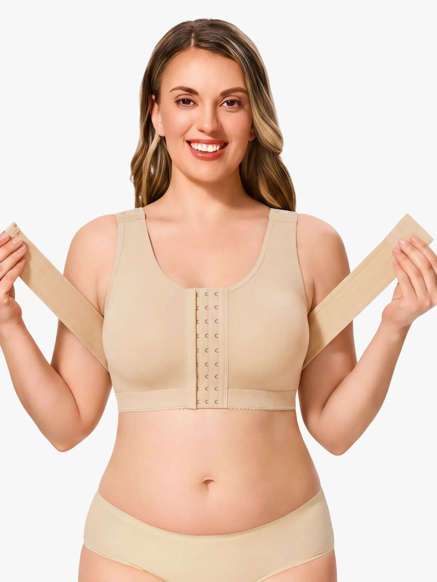 Front-Opening Full Coverage Wireless Comfort Mastectomy Post Surgery Bra with Breast Support Band