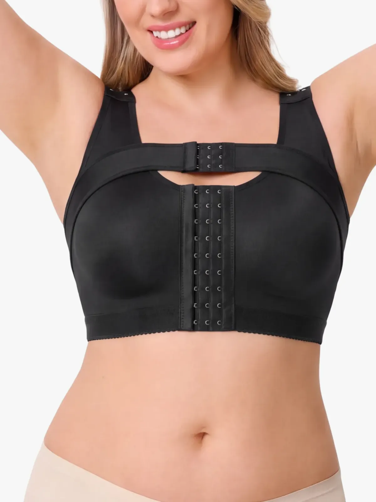 Front-Opening Full Coverage Wireless Comfort Mastectomy Post Surgery Bra with Breast Support Band