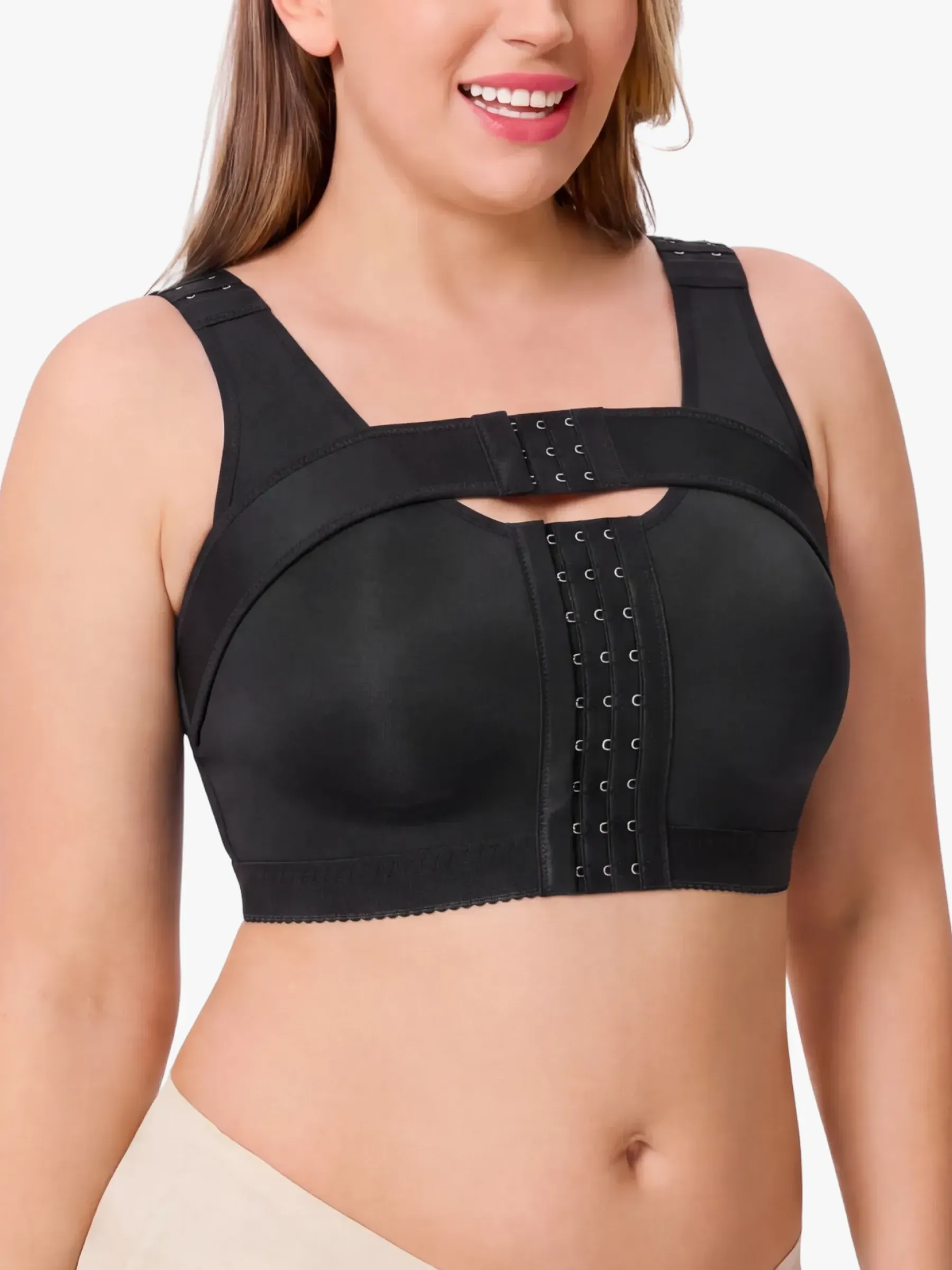 Front-Opening Full Coverage Wireless Comfort Mastectomy Post Surgery Bra with Breast Support Band