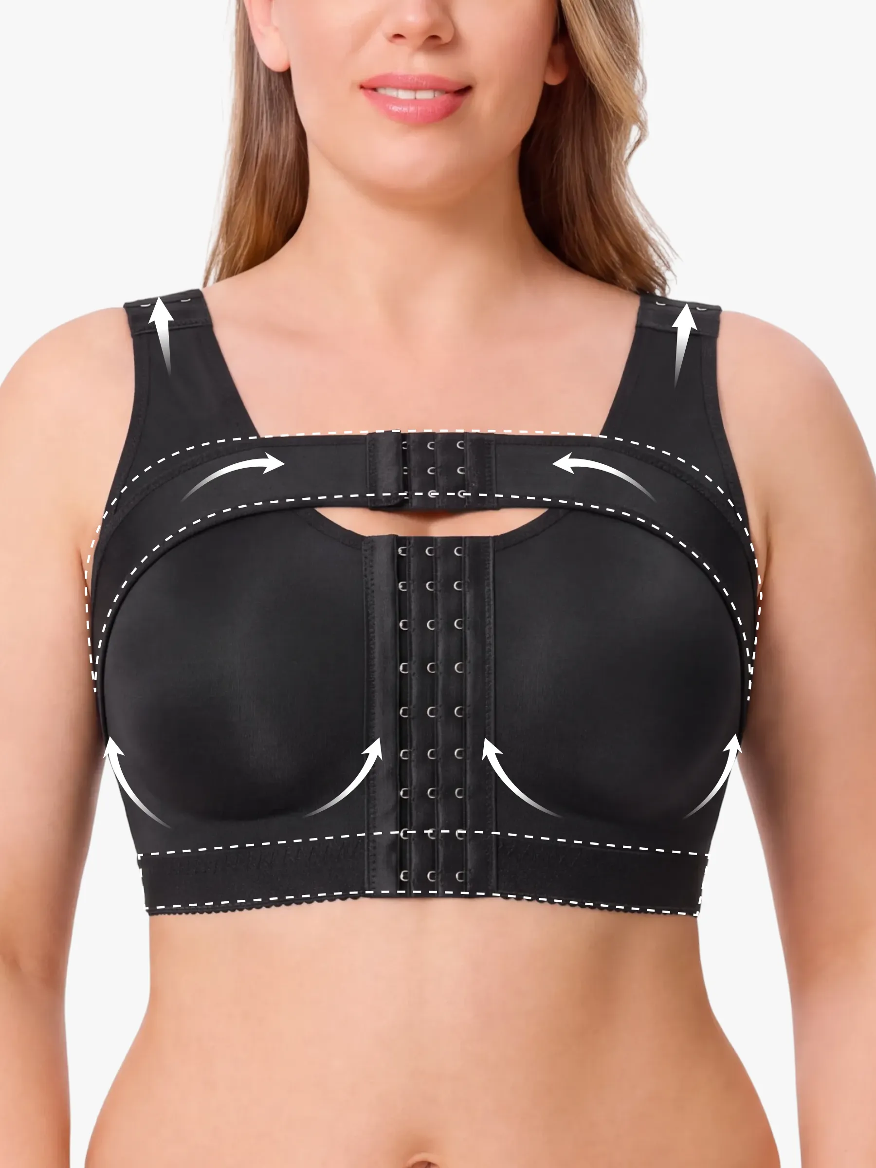 Front-Opening Full Coverage Wireless Comfort Mastectomy Post Surgery Bra with Breast Support Band