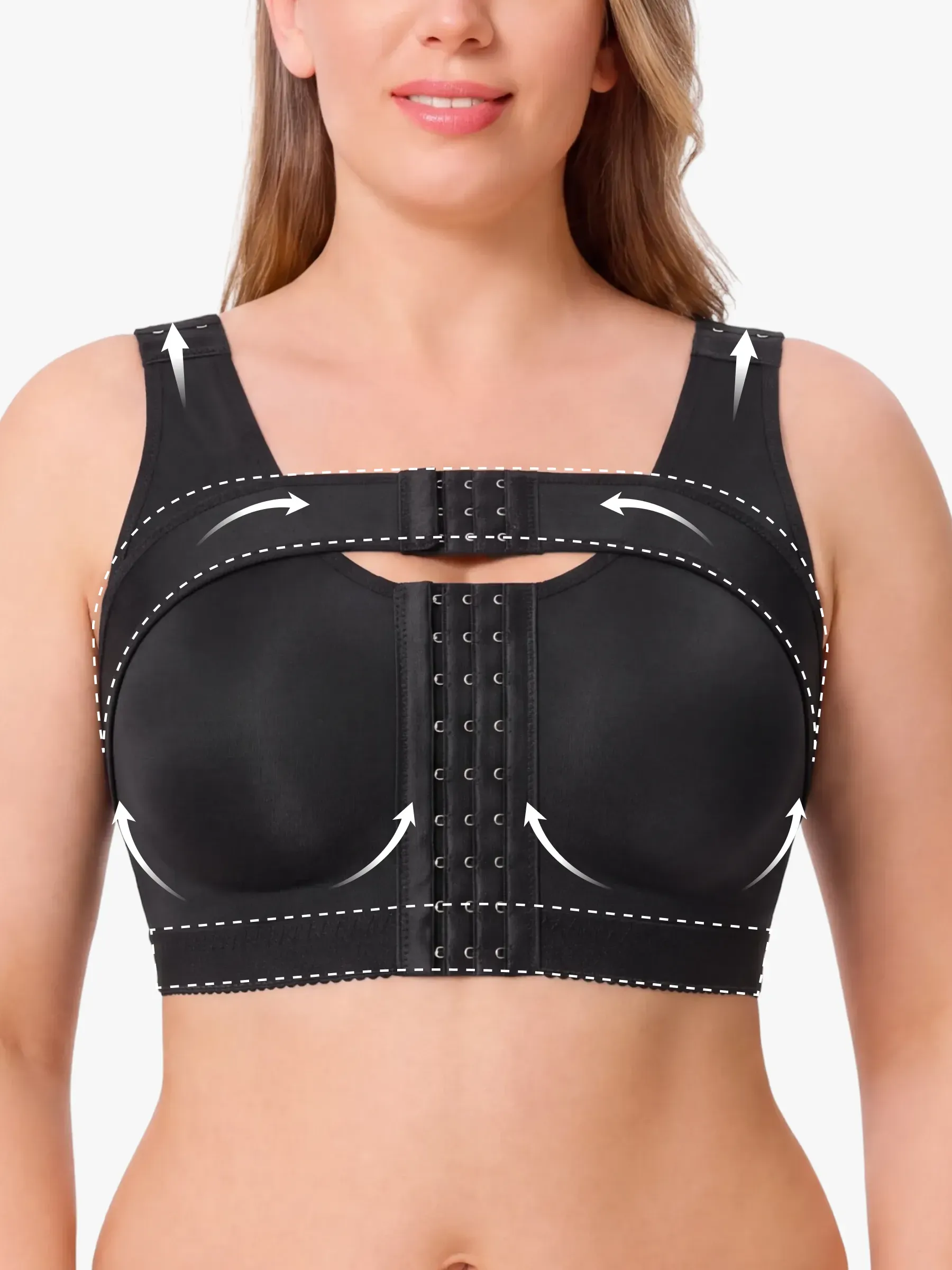 Front-Opening Full Coverage Wireless Comfort Mastectomy Post Surgery Bra with Breast Support Band