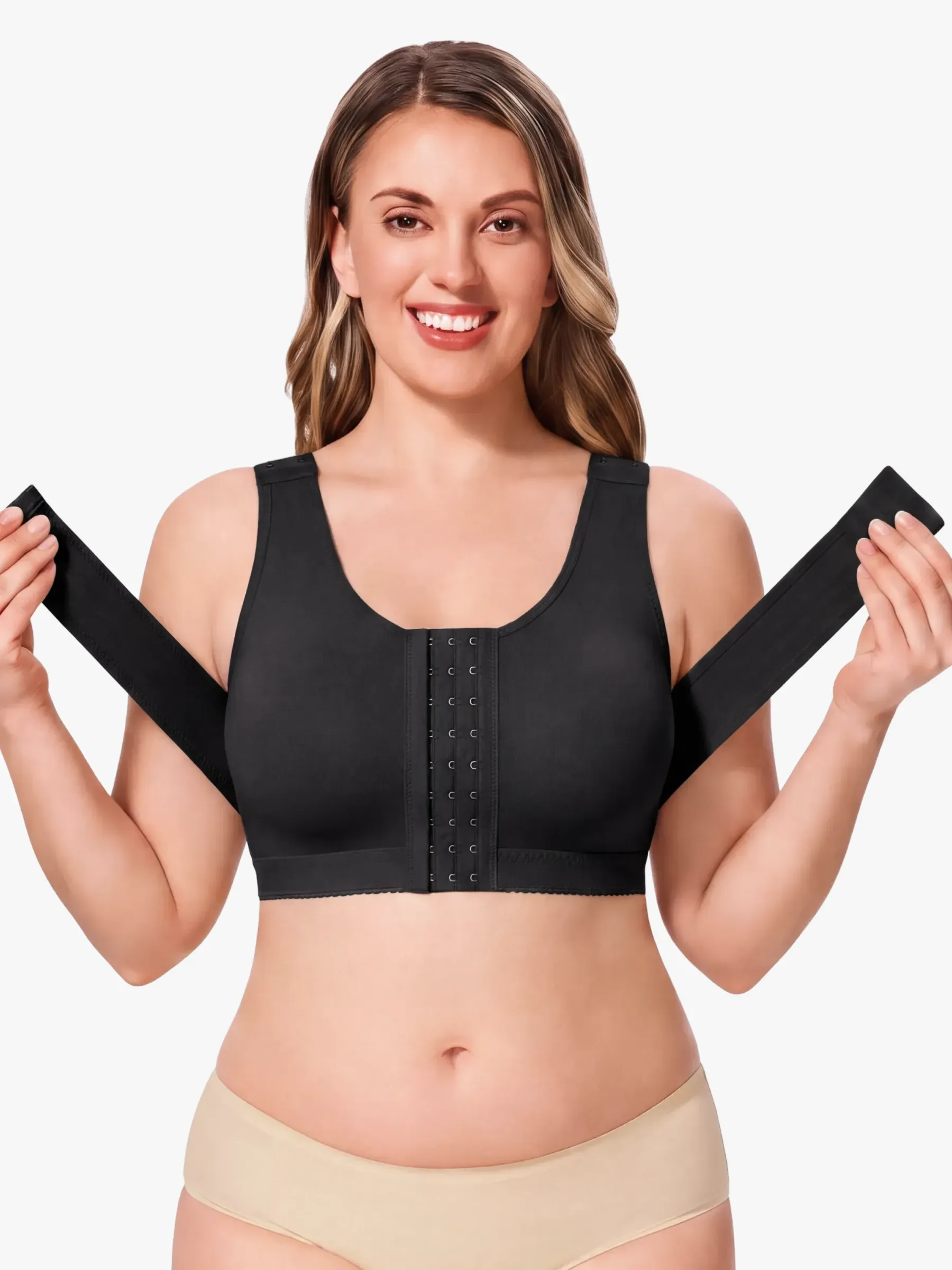 Front-Opening Full Coverage Wireless Comfort Mastectomy Post Surgery Bra with Breast Support Band