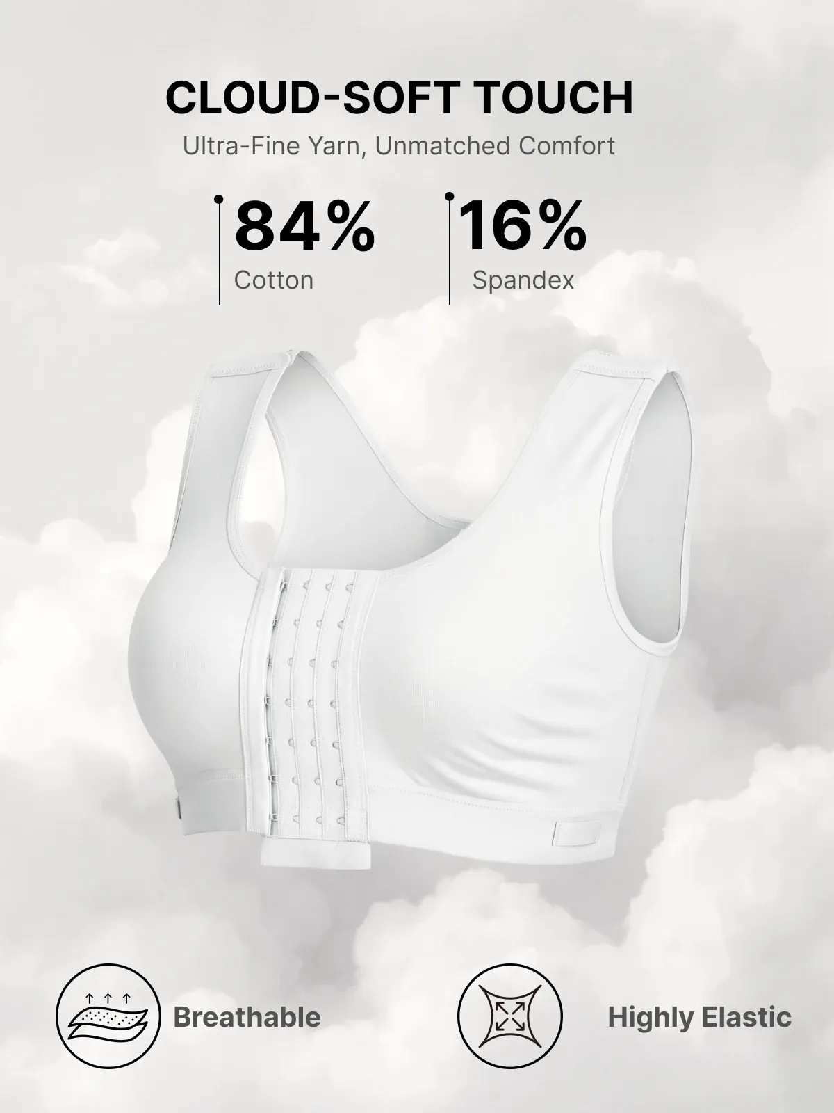 Front Closure Adjustable Mastectomy Bra Comfortable Post-Surgery Bra