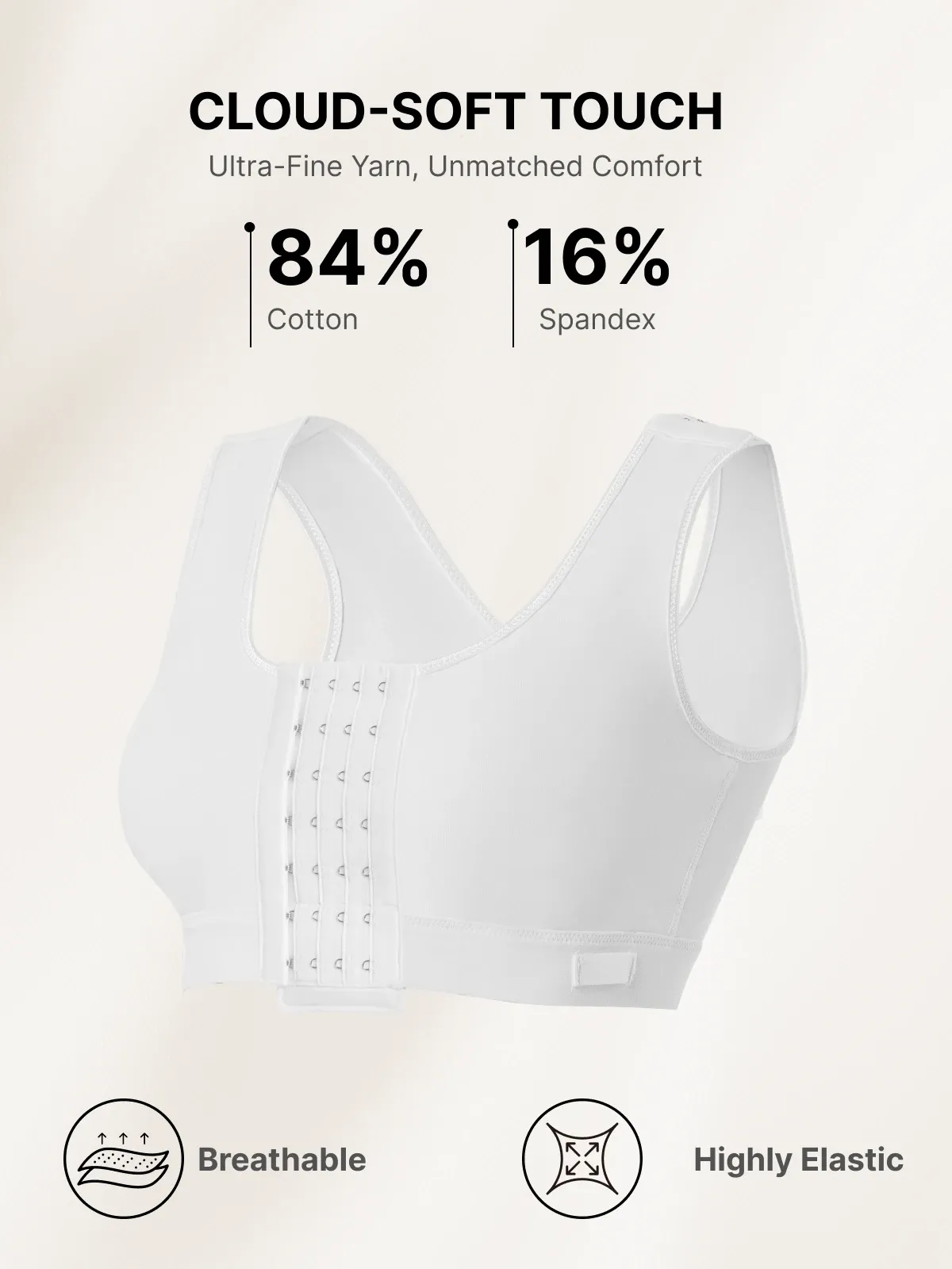 Front Closure Adjustable Mastectomy Bra Comfortable Post-Surgery Bra