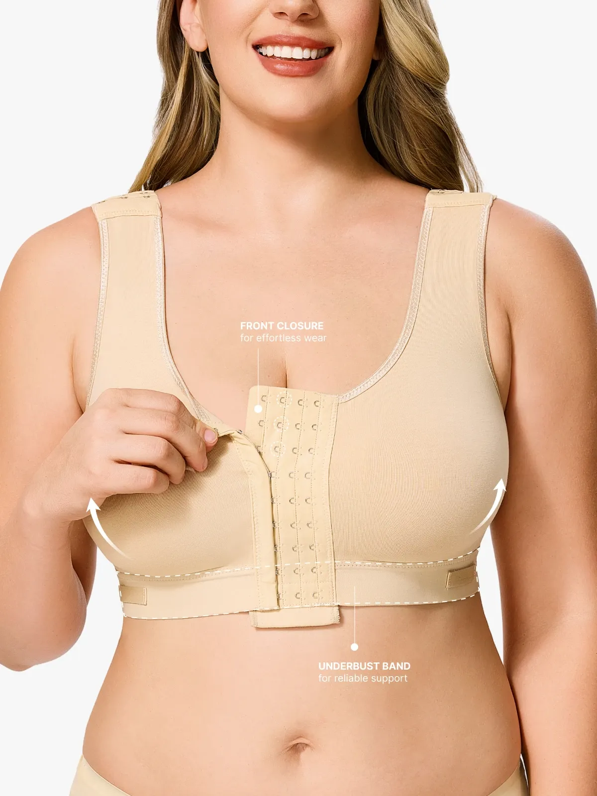Front Closure Adjustable Mastectomy Bra Comfortable Post-Surgery Bra