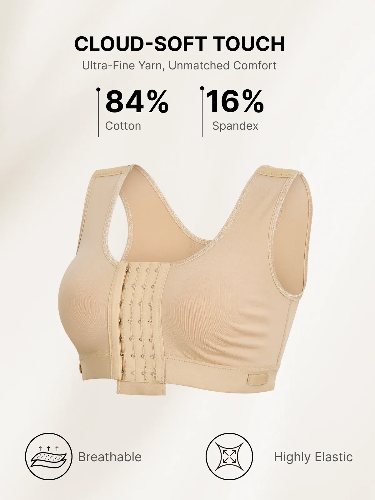 Front Closure Adjustable Mastectomy Bra Comfortable Post-Surgery Bra