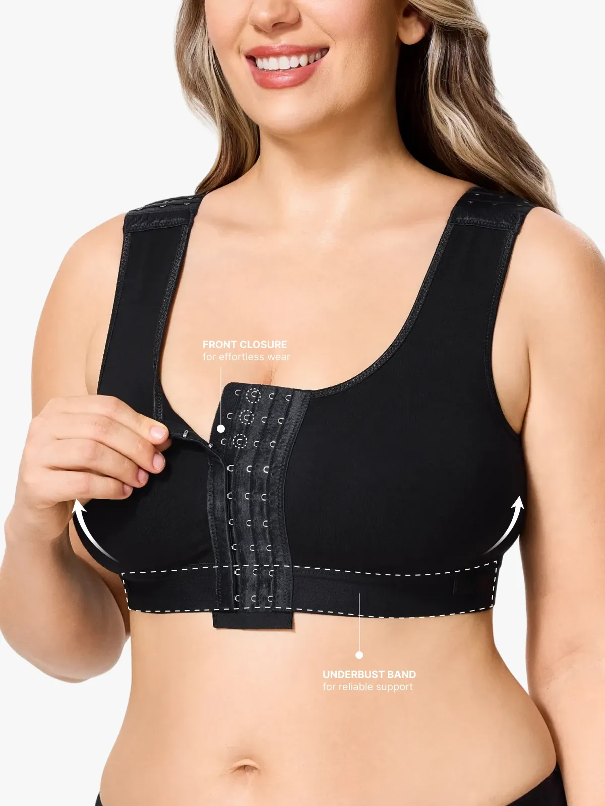 Front Closure Adjustable Mastectomy Bra Comfortable Post-Surgery Bra