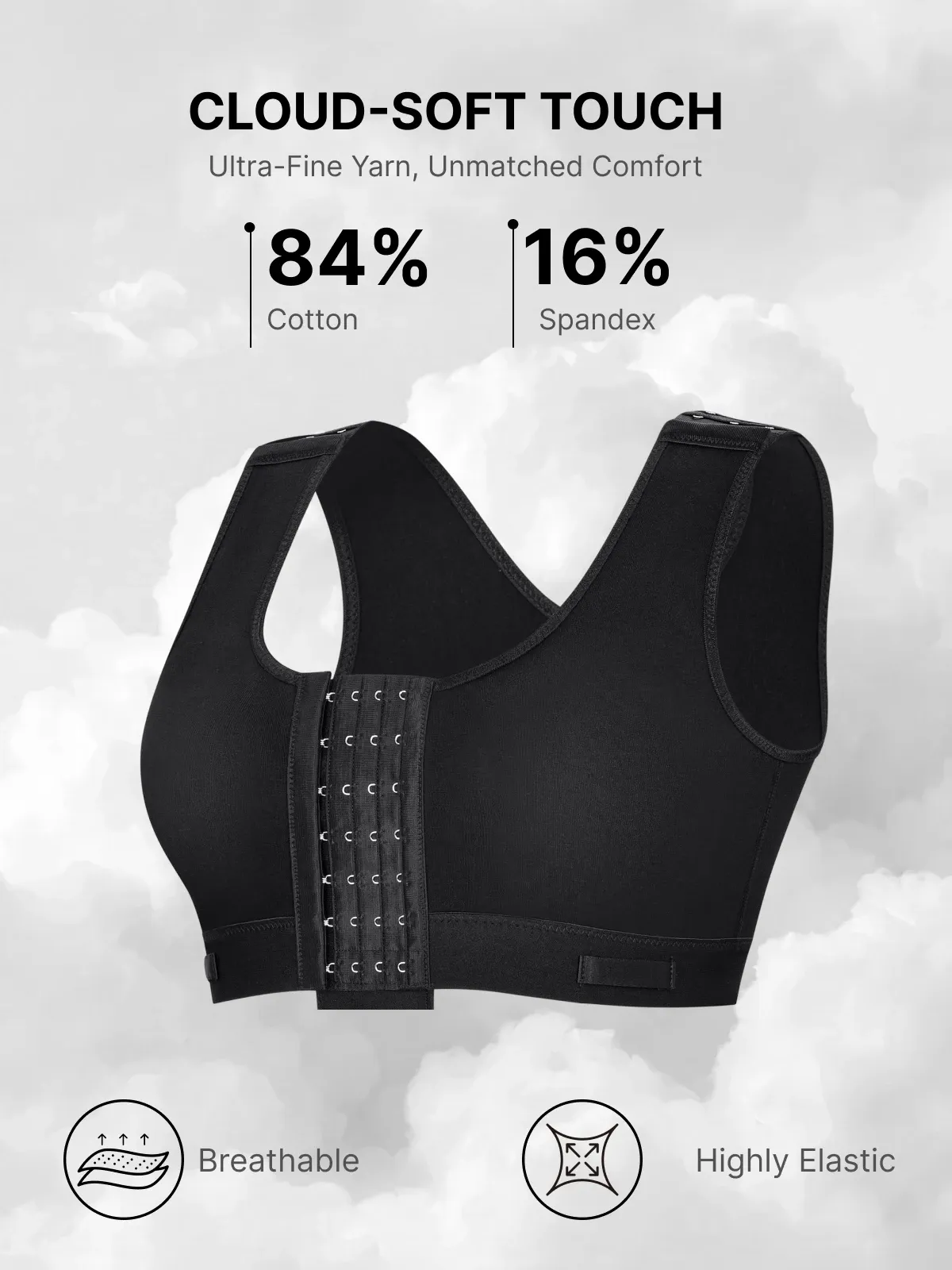 Front Closure Adjustable Mastectomy Bra Comfortable Post-Surgery Bra