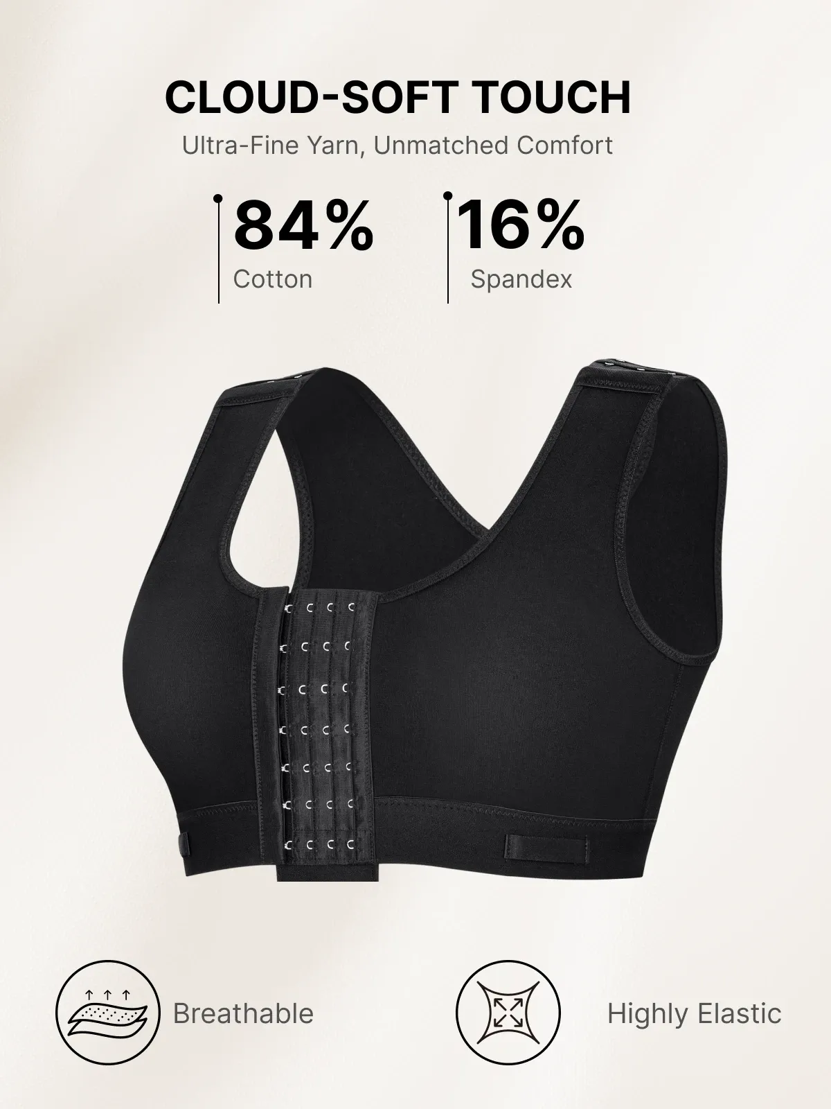 Front Closure Adjustable Mastectomy Bra Comfortable Post-Surgery Bra