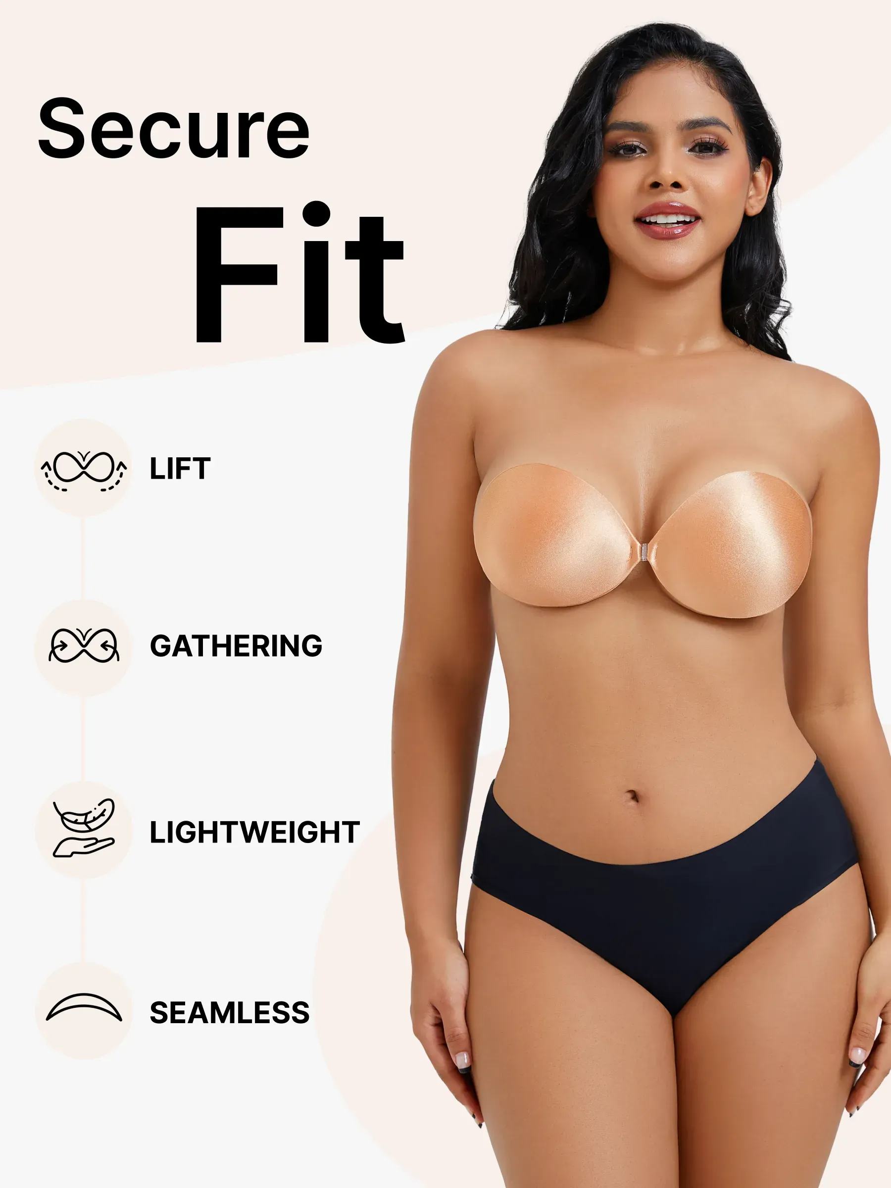 Invisible Strapless Push Up Adhesive Bra