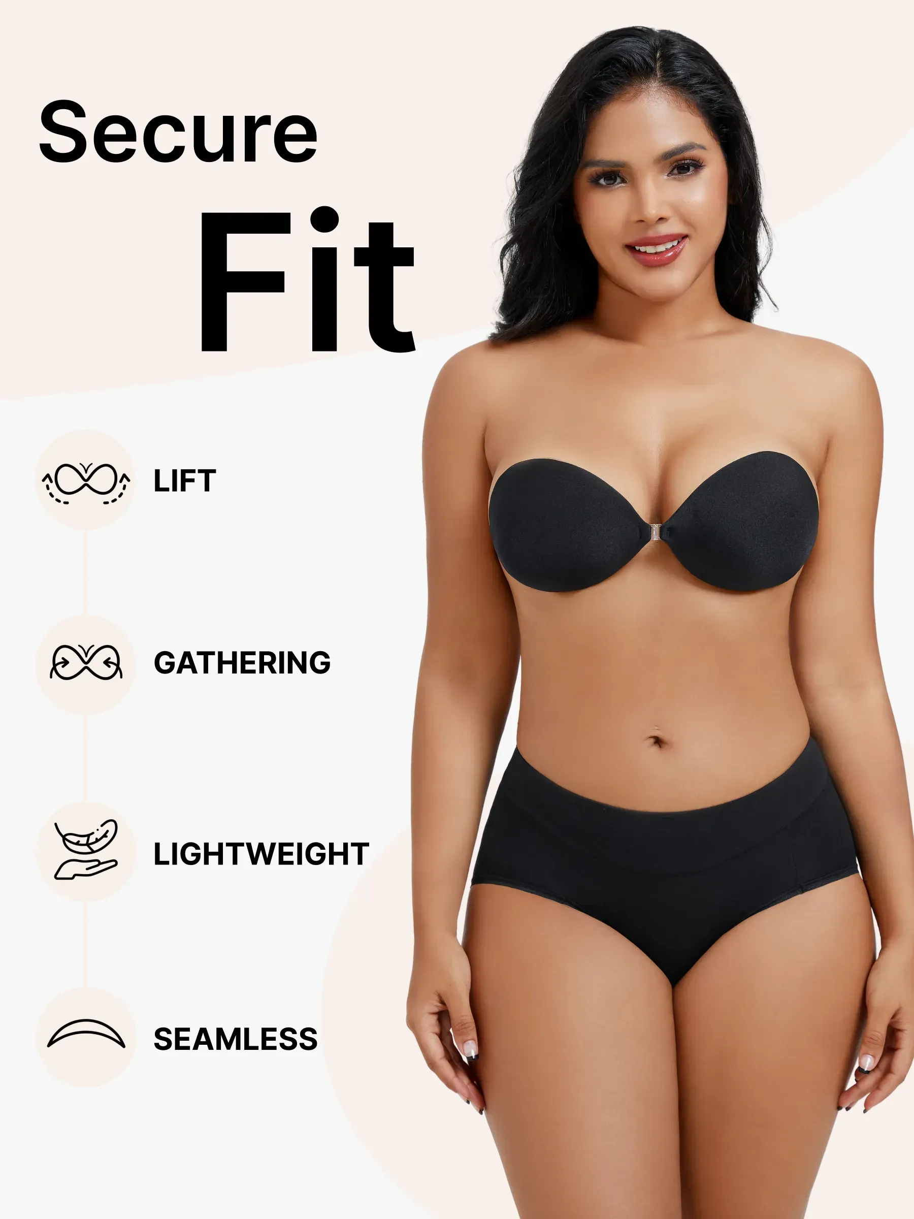 Invisible Strapless Push Up Adhesive Bra