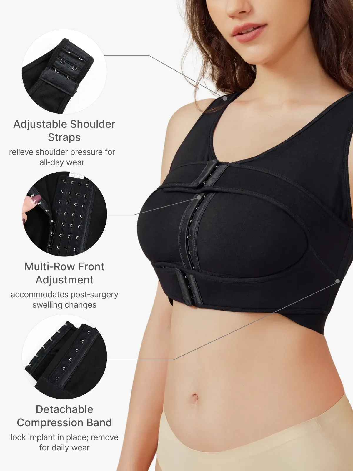 Front‑Closure Wireless Full‑Coverage Mastectomy Post‑Surgery Bra