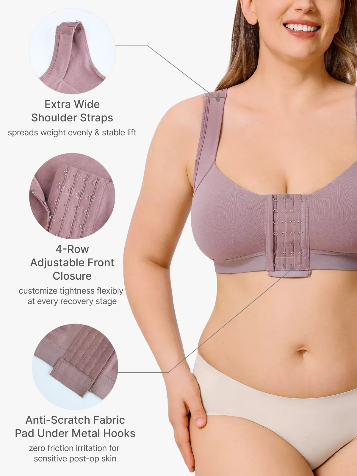 Front Closure Adjustable Comfort Mastectomy Everyday Bra 