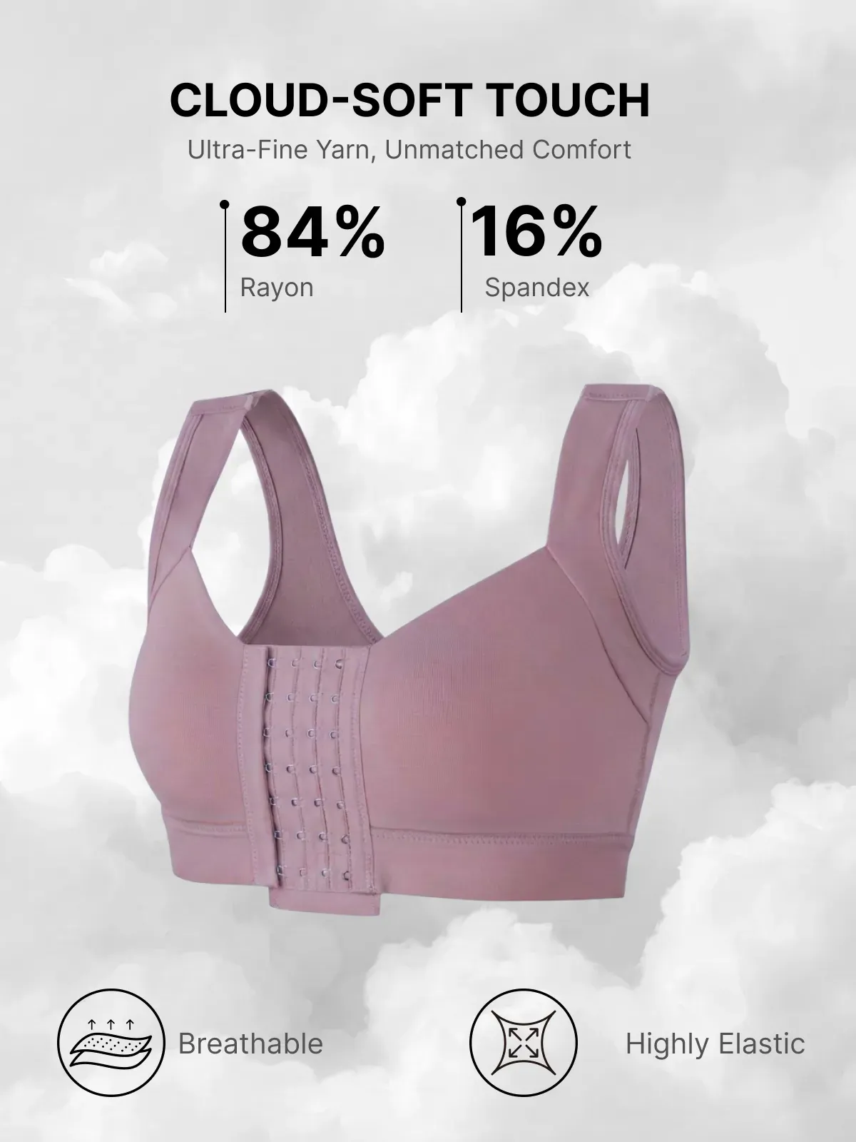 Front Closure Adjustable Comfort Mastectomy Everyday Bra 