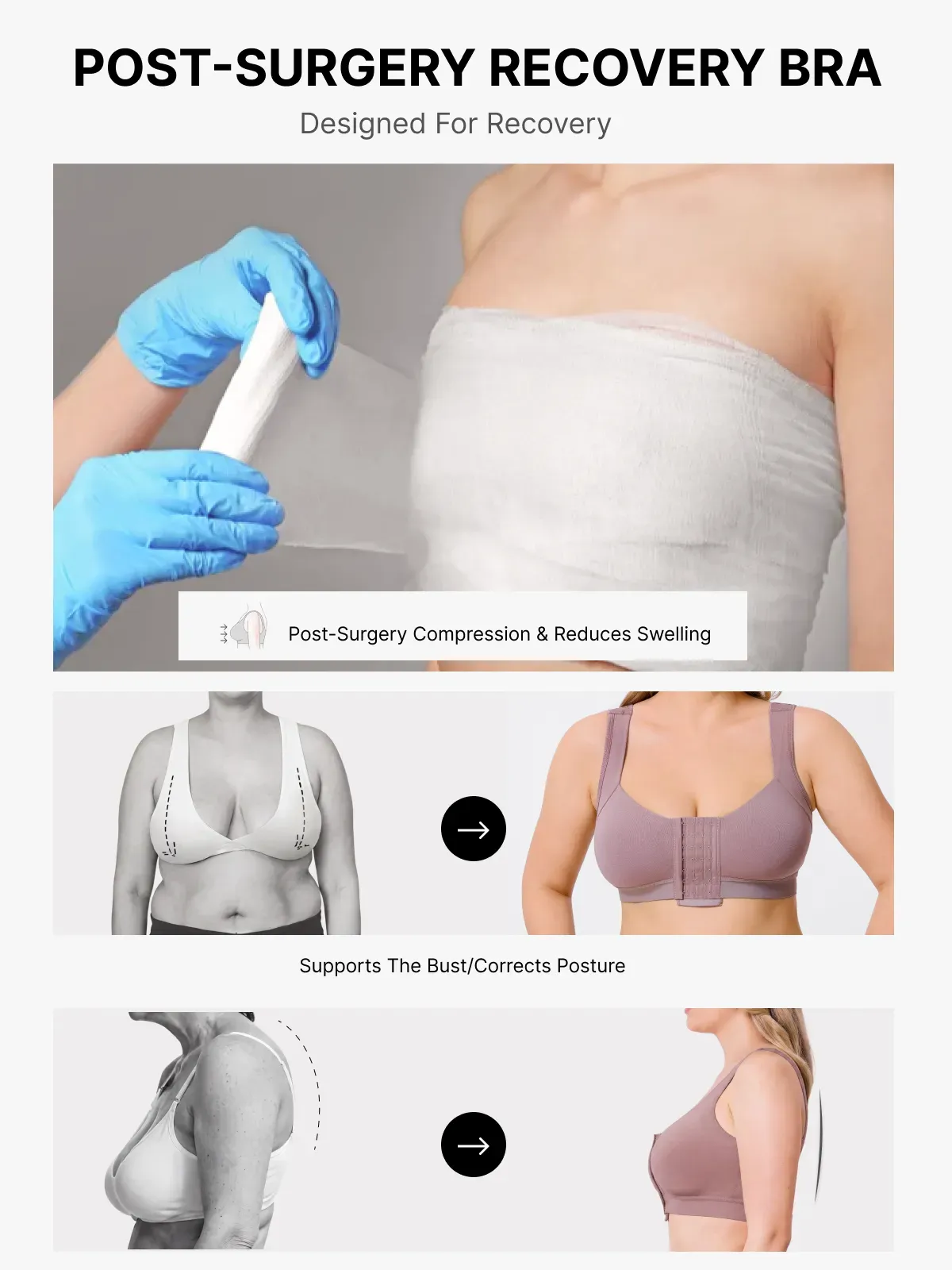 Front Closure Adjustable Comfort Mastectomy Everyday Bra 