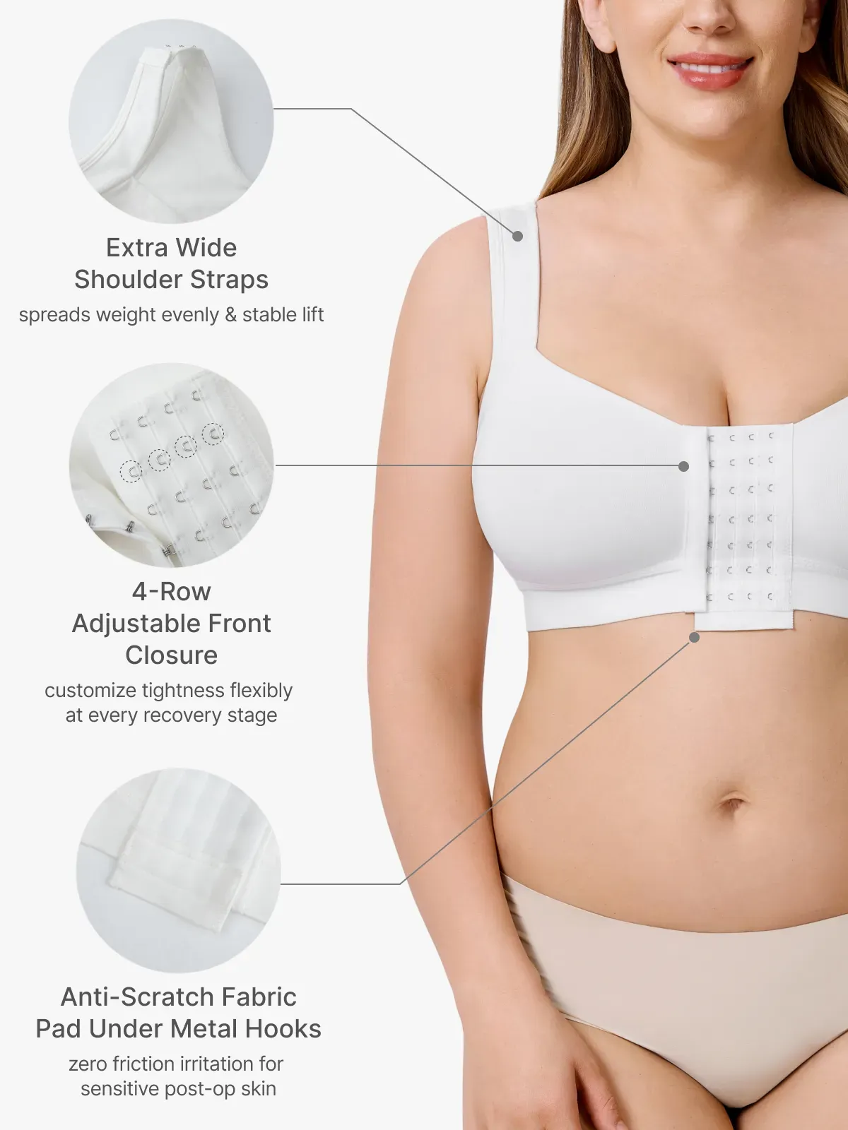 Front Closure Adjustable Comfort Mastectomy Everyday Bra 