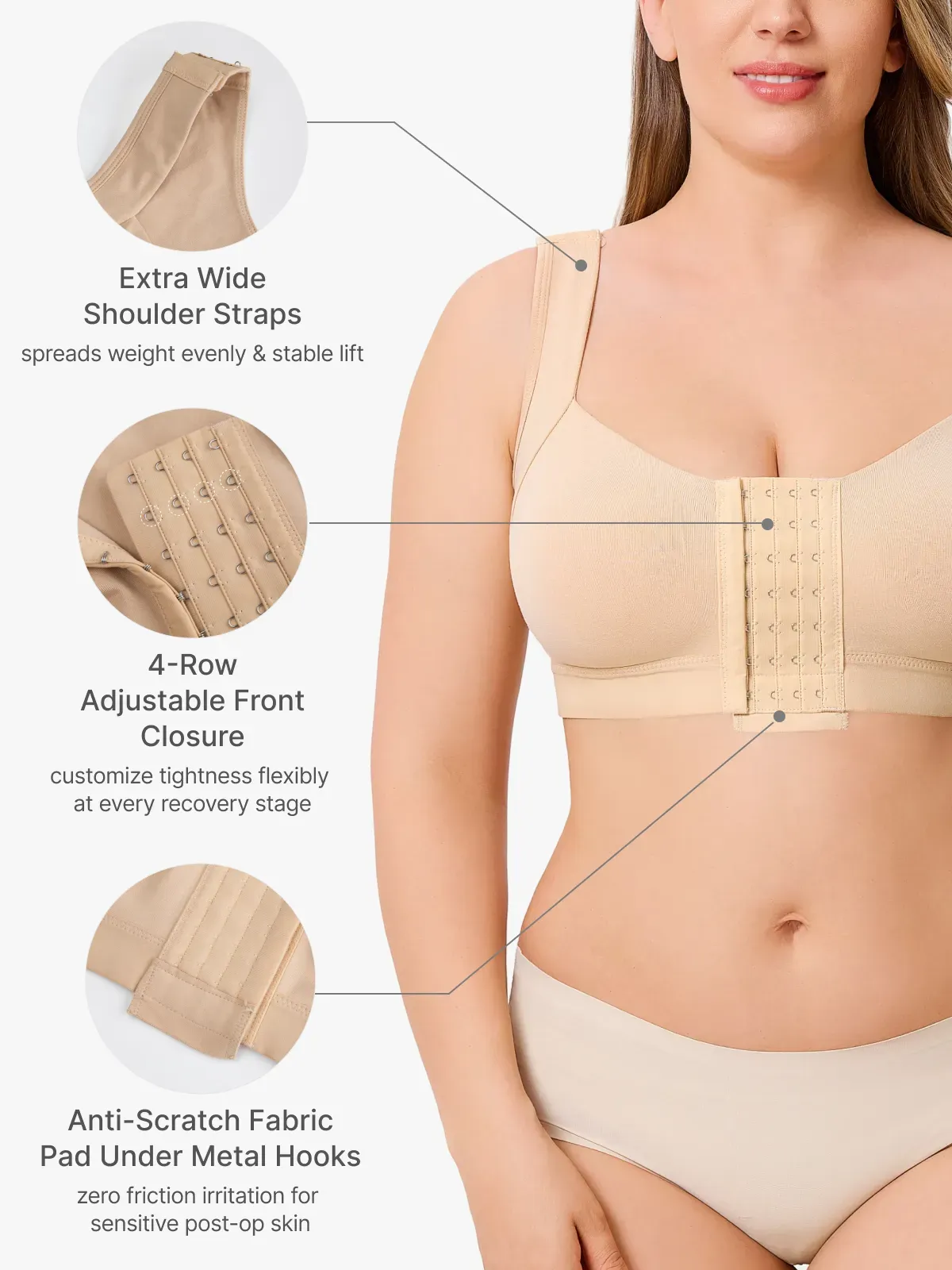 Front Closure Adjustable Comfort Mastectomy Everyday Bra 