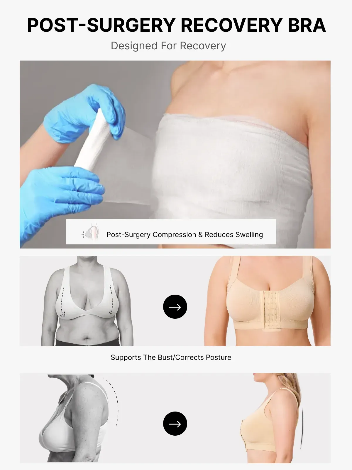 Front Closure Adjustable Comfort Mastectomy Everyday Bra 