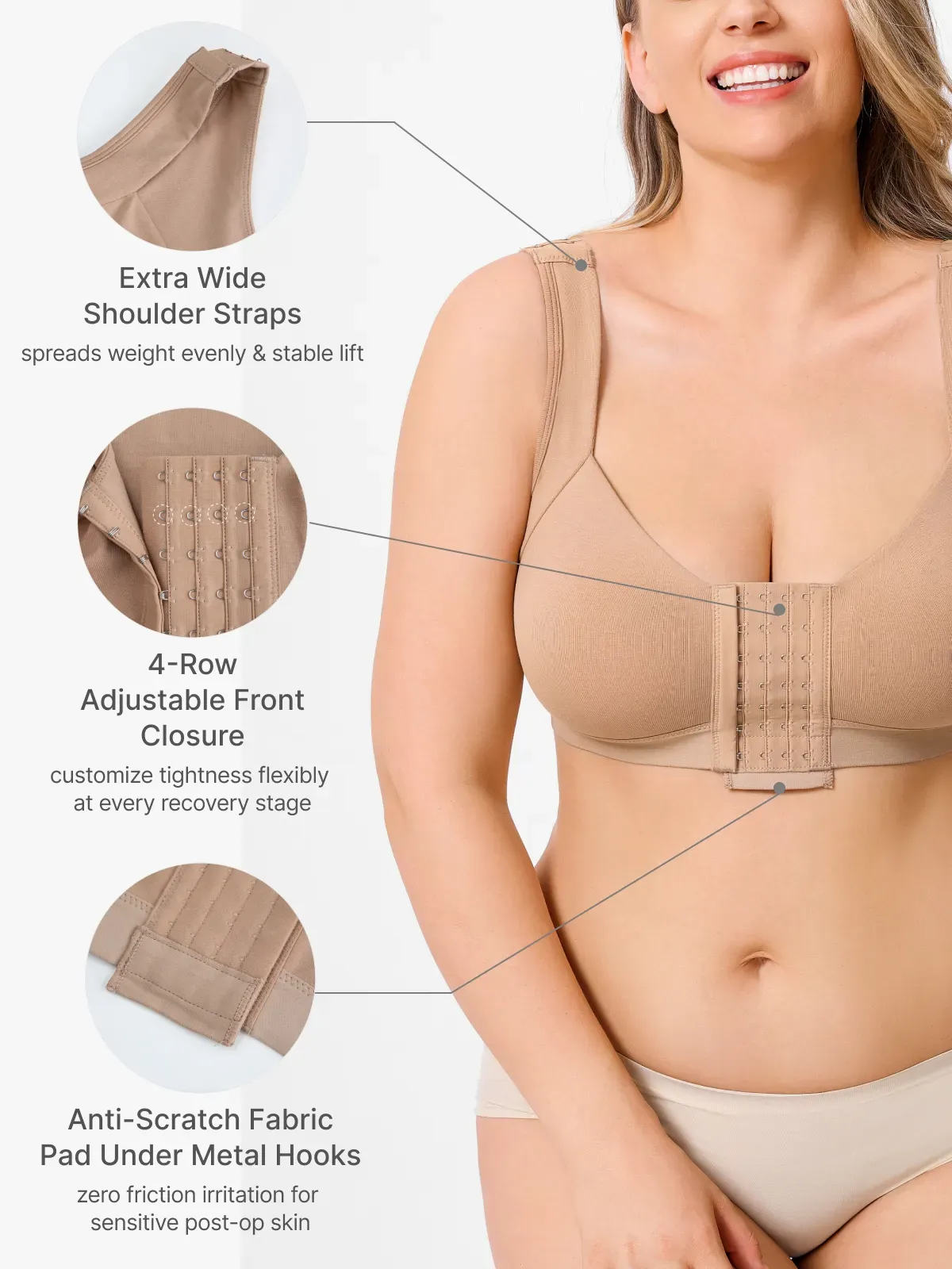 Front Closure Adjustable Comfort Mastectomy Everyday Bra 