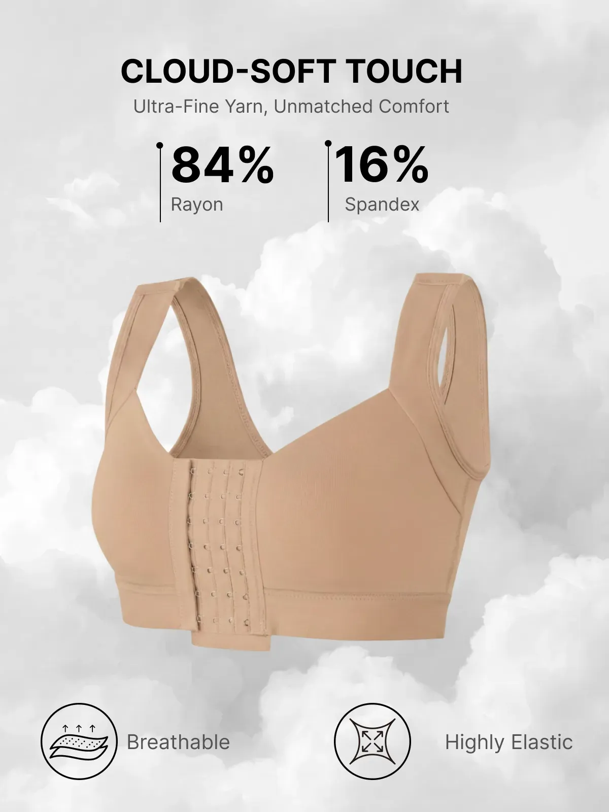 Front Closure Adjustable Comfort Mastectomy Everyday Bra 