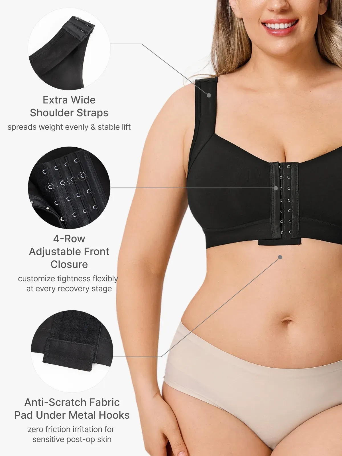 Front Closure Adjustable Comfort Mastectomy Everyday Bra 