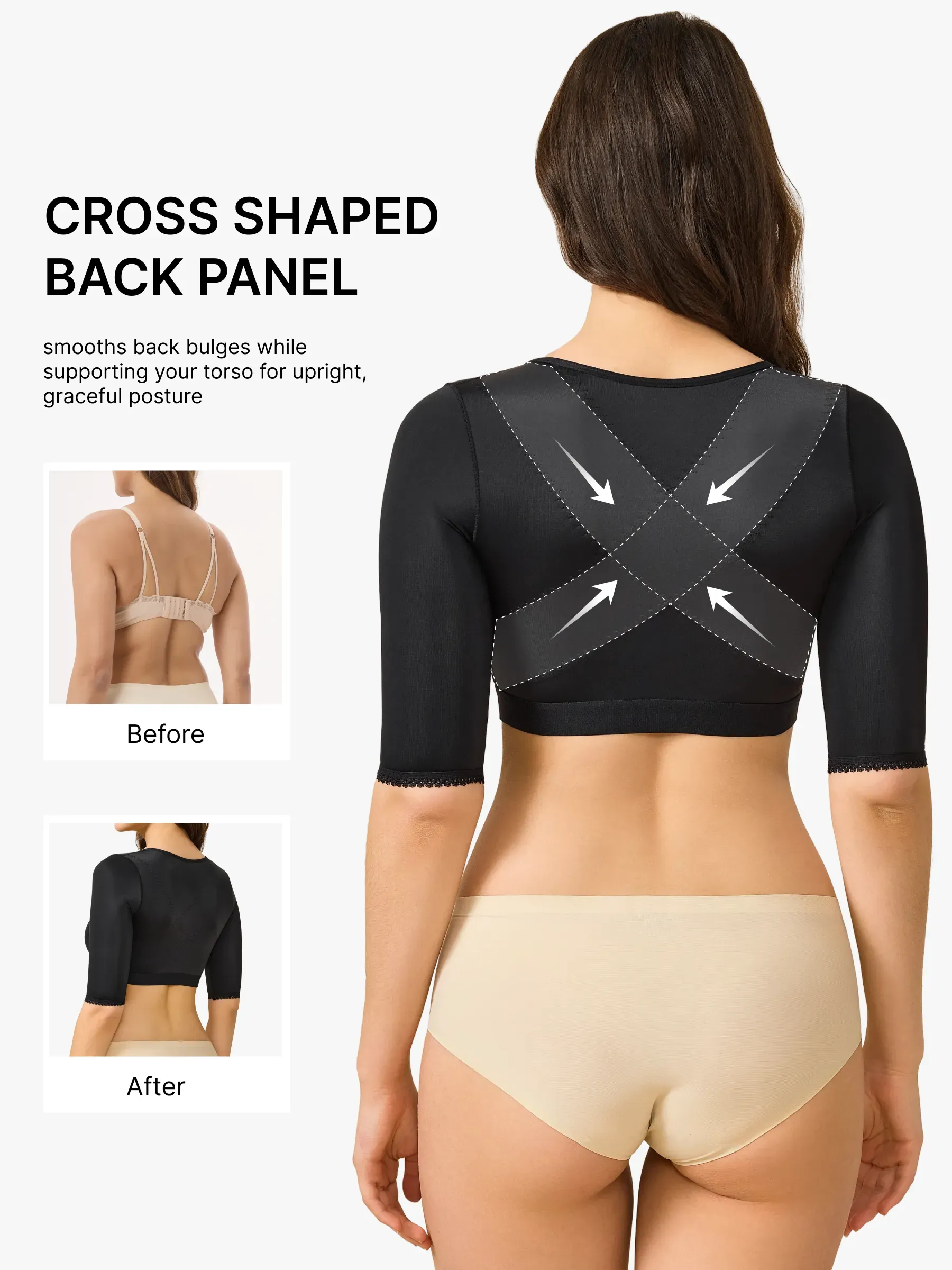 Front-Closure 3/4 Arm Compression Post-Sursery Shaper Top