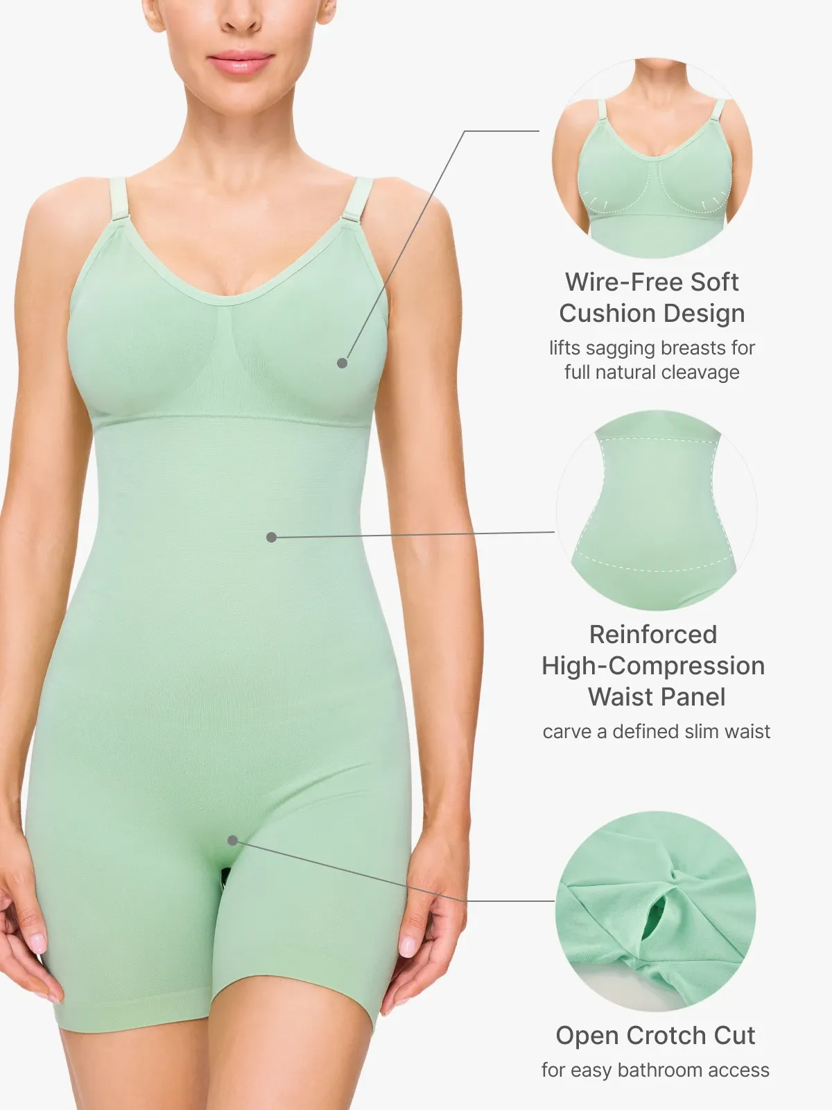 Mesh Double Smoothing Tank Mid-Thigh Bodysuit