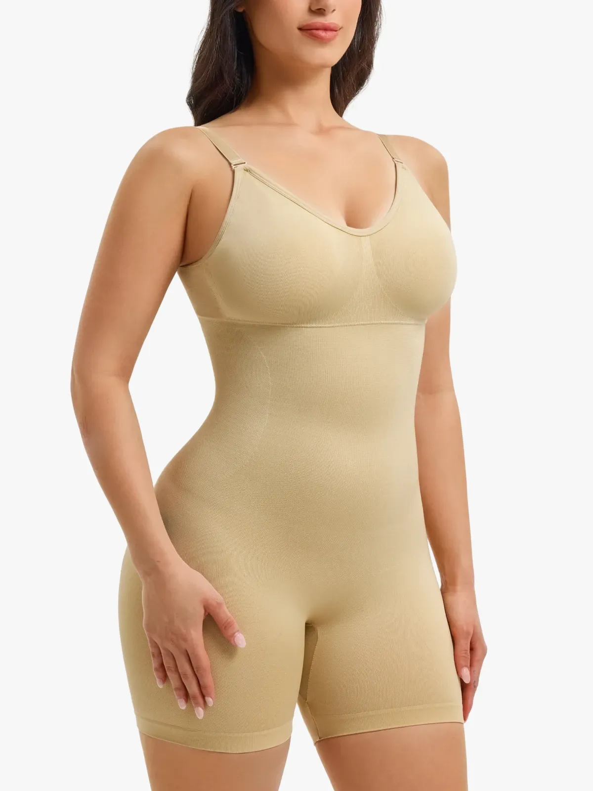 Mesh Double Smoothing Tank Mid-Thigh Bodysuit