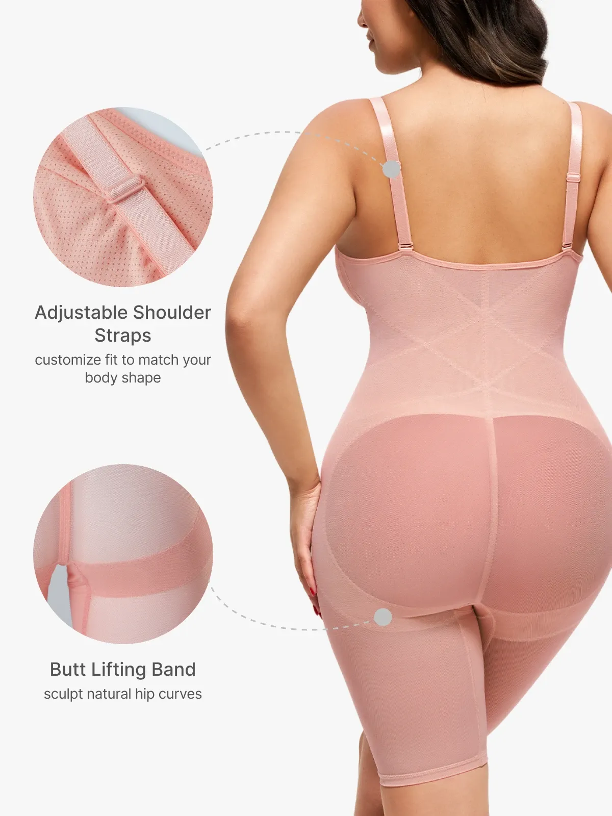V Neck Comfortable Breathable Mesh Invisible Tummy Control Bodysuit