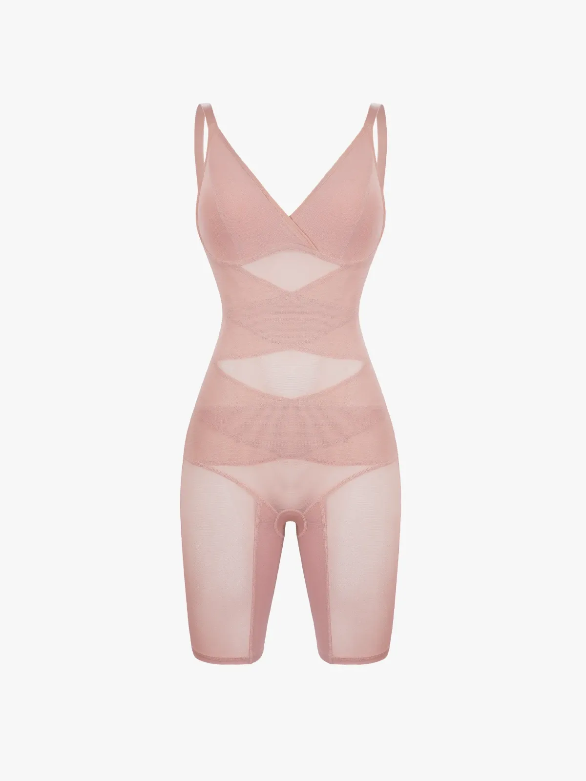 V Neck Comfortable Breathable Mesh Invisible Tummy Control Bodysuit