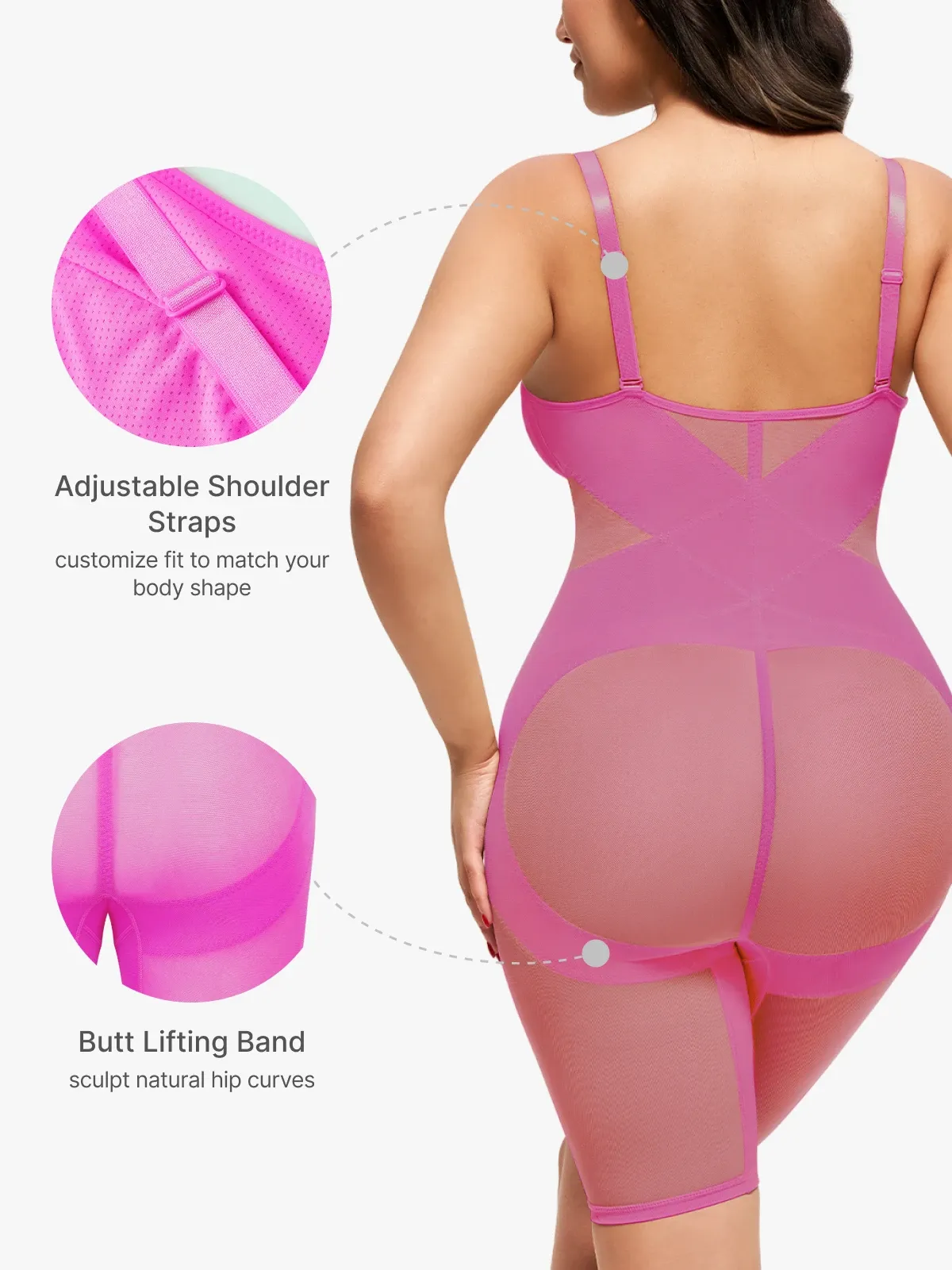 V Neck Comfortable Breathable Mesh Invisible Tummy Control Bodysuit