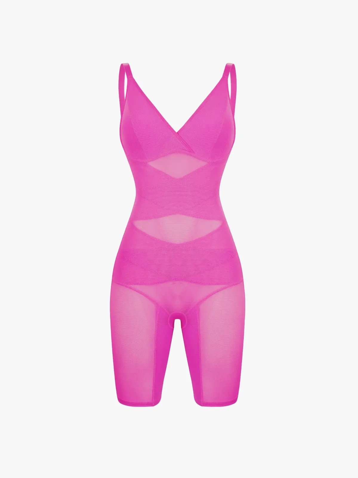 V Neck Comfortable Breathable Mesh Invisible Tummy Control Bodysuit