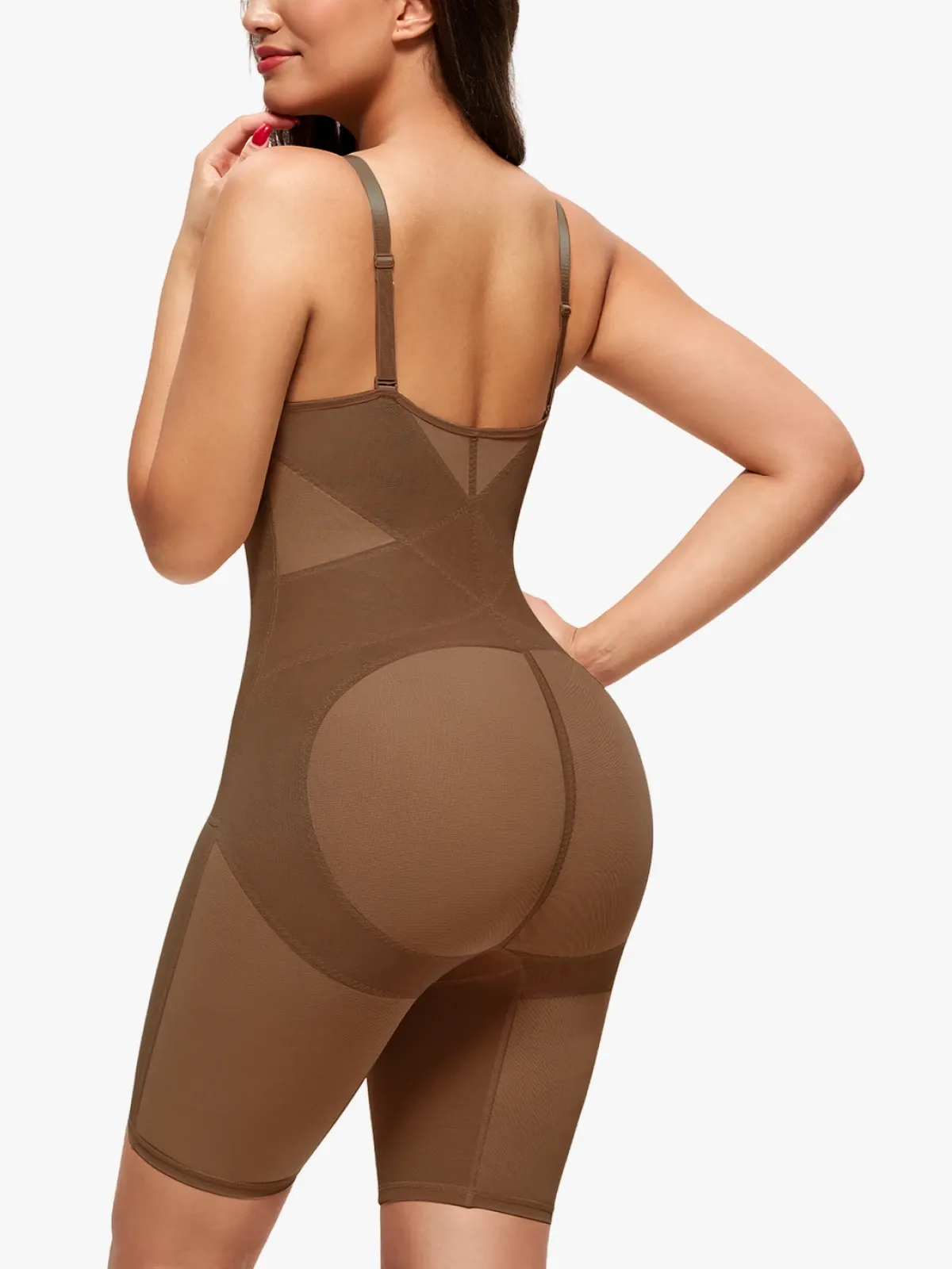 V Neck Comfortable Breathable Mesh Invisible Tummy Control Bodysuit