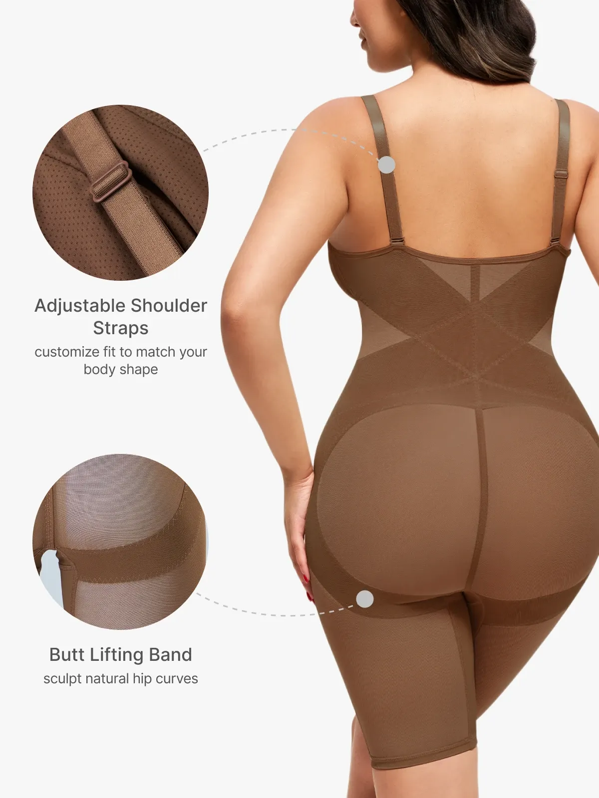 V Neck Comfortable Breathable Mesh Invisible Tummy Control Bodysuit