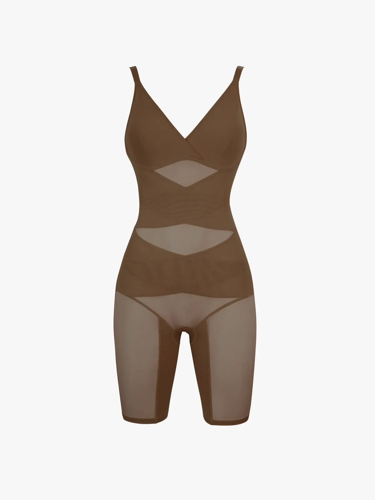 V Neck Comfortable Breathable Mesh Invisible Tummy Control Bodysuit