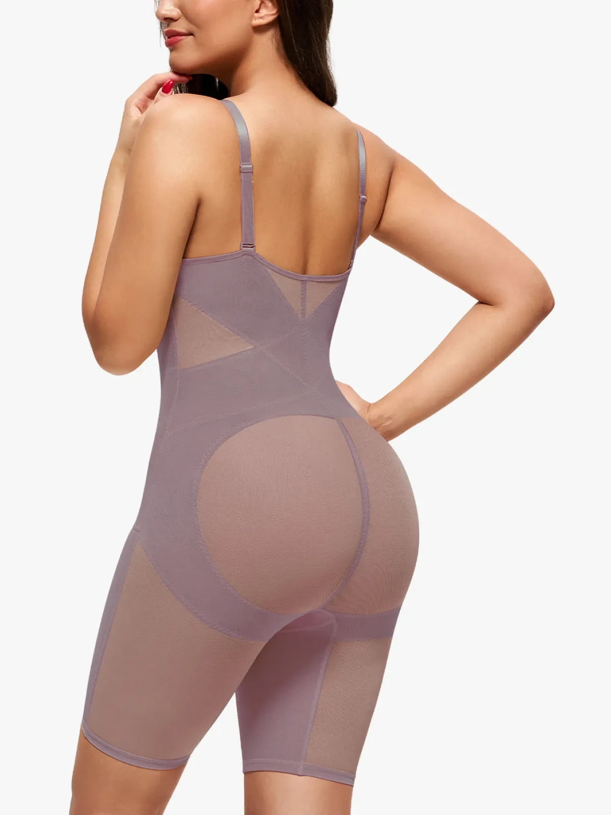 V Neck Comfortable Breathable Mesh Invisible Tummy Control Bodysuit