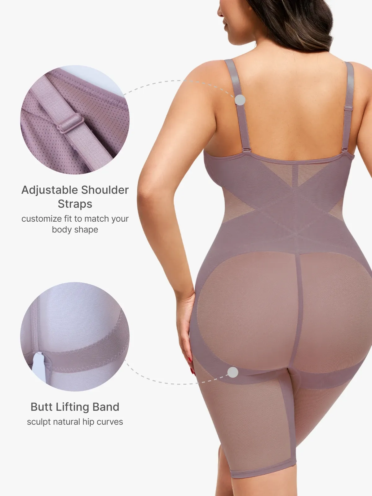V Neck Comfortable Breathable Mesh Invisible Tummy Control Bodysuit