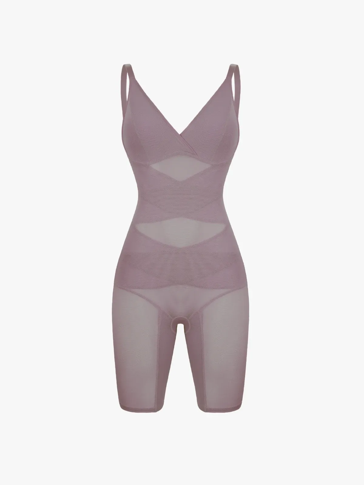 V Neck Comfortable Breathable Mesh Invisible Tummy Control Bodysuit