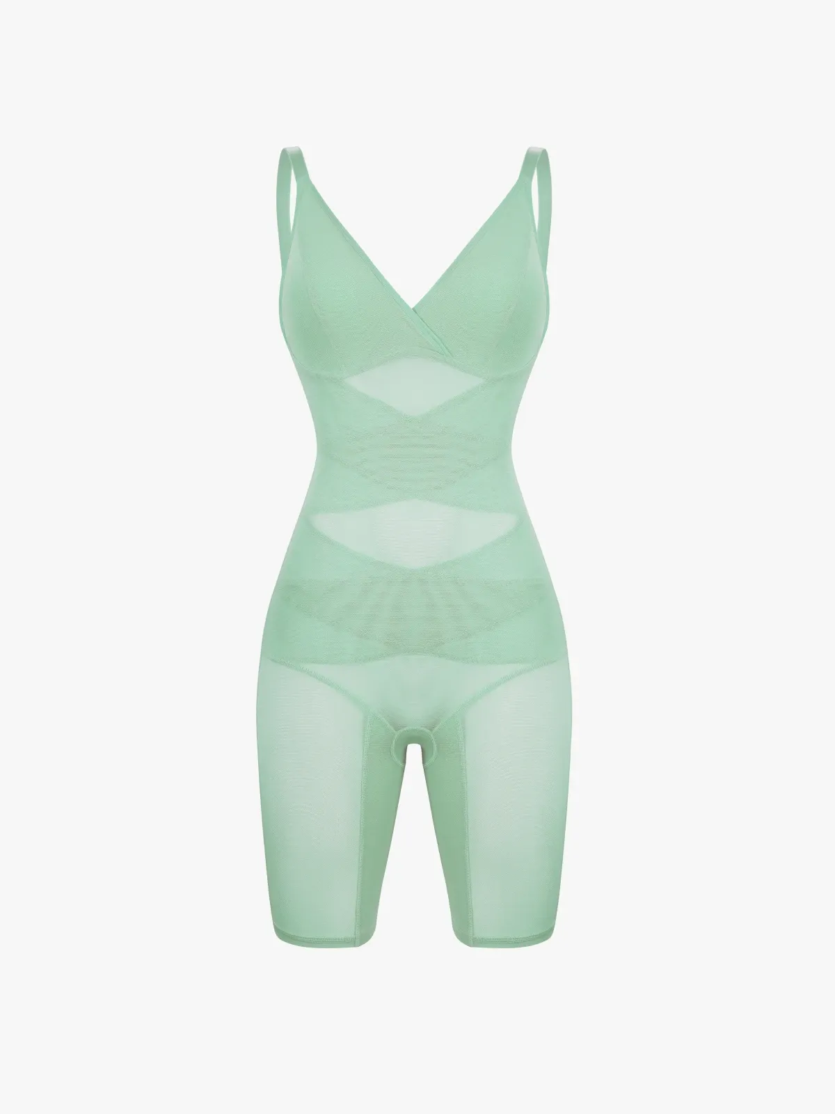 V Neck Comfortable Breathable Mesh Invisible Tummy Control Bodysuit