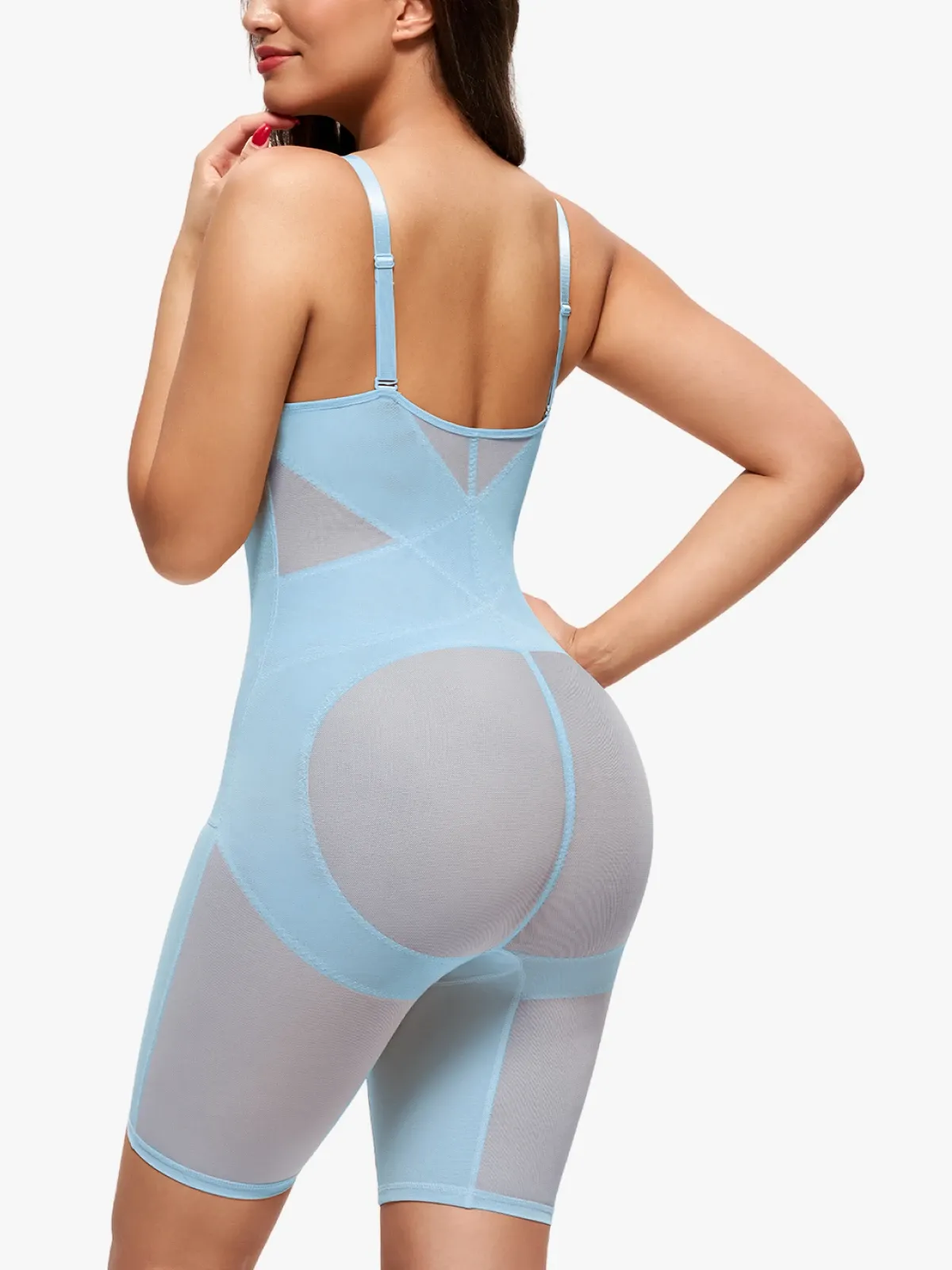 V Neck Comfortable Breathable Mesh Invisible Tummy Control Bodysuit
