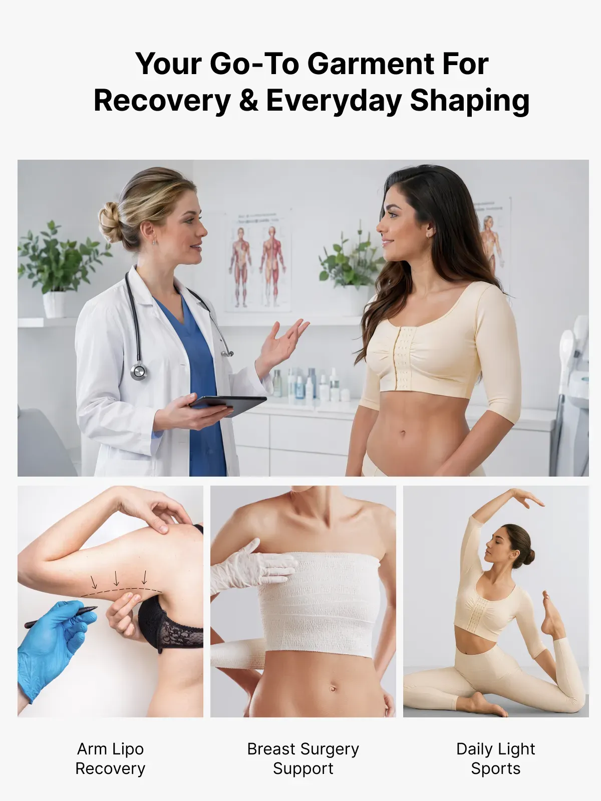 Front Closure Arm Shaping Post Surgery Recovery Top