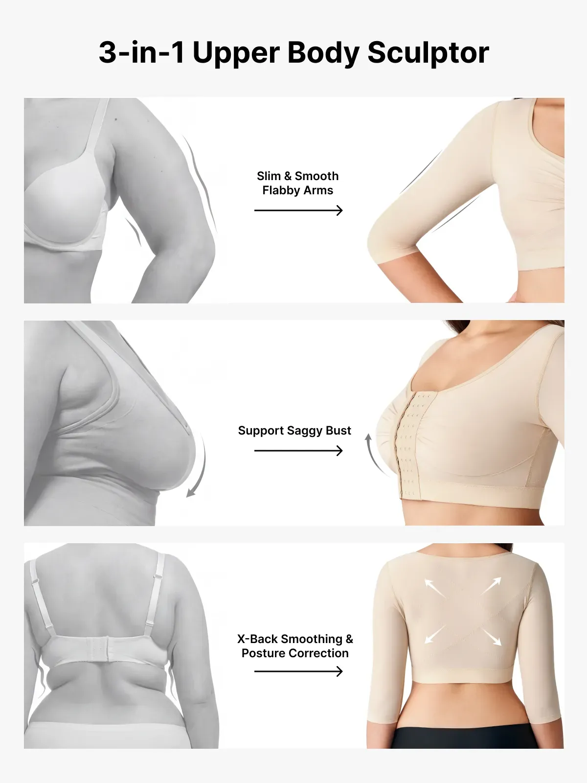 Front Closure Arm Shaping Post Surgery Recovery Top