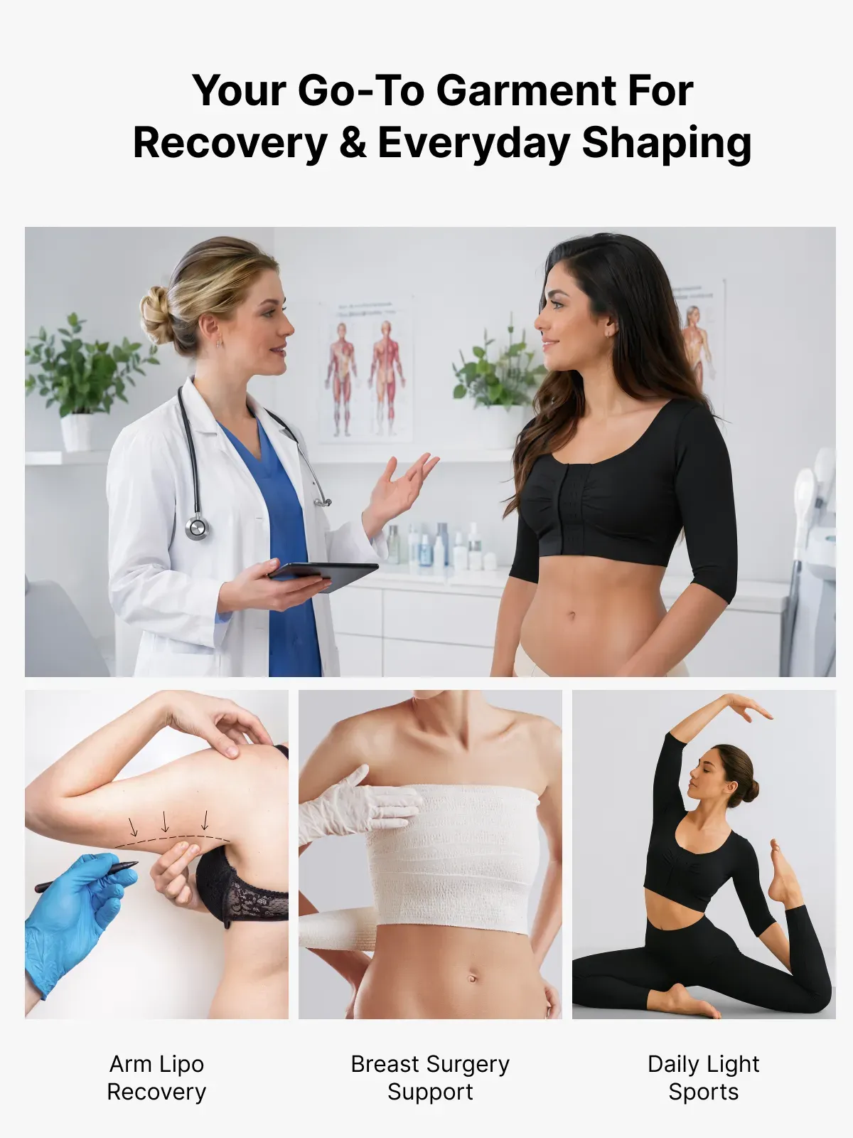 Front Closure Arm Shaping Post Surgery Recovery Top