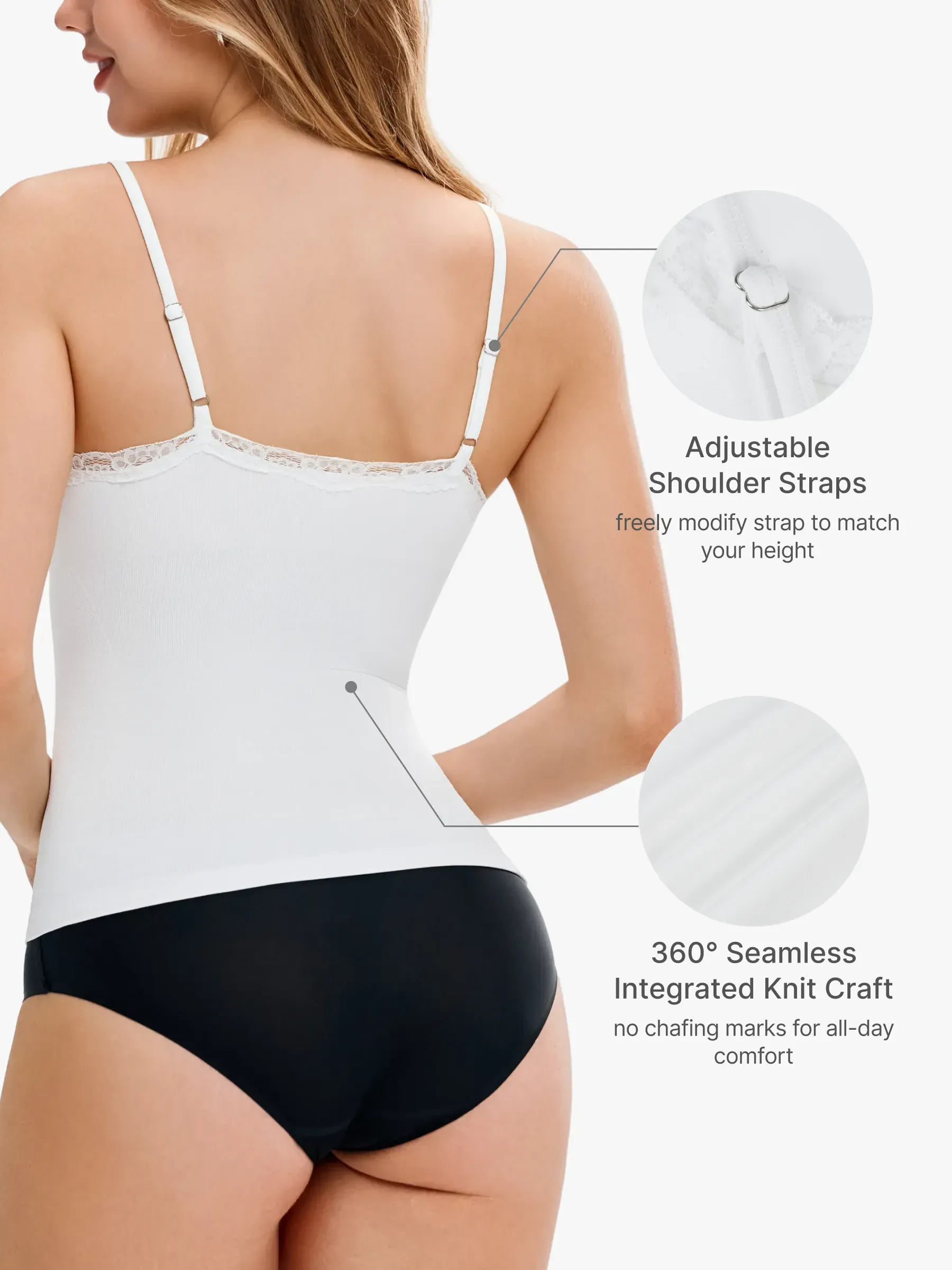 Seamless Lace Trimmed Tummy Control Cami 