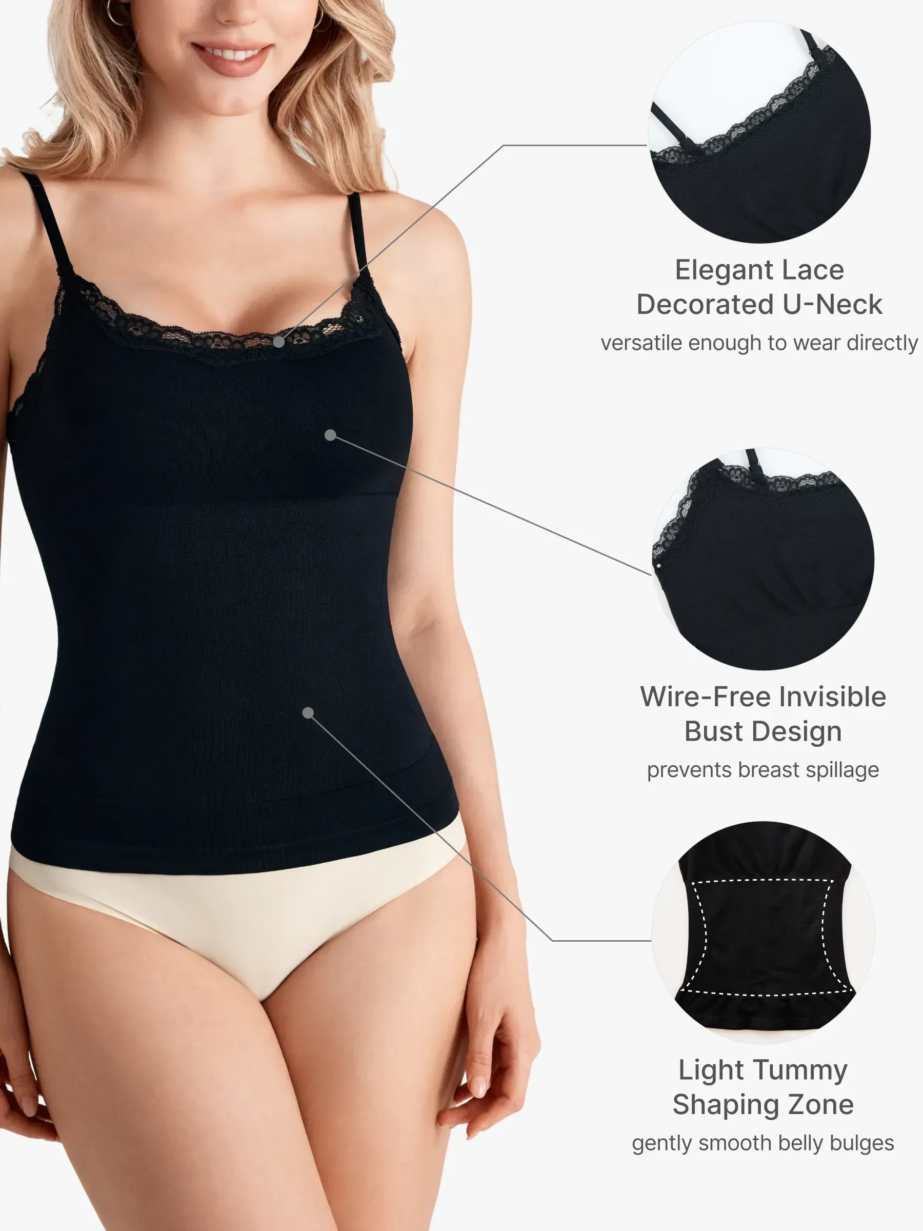Lace Trimmed Tummy Control Cami 