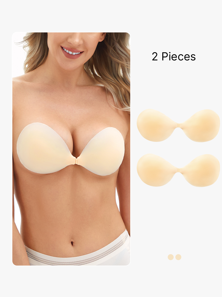 2 Pieces Strapless Adhesive Bra Push Up Sticky Bra-Brabic