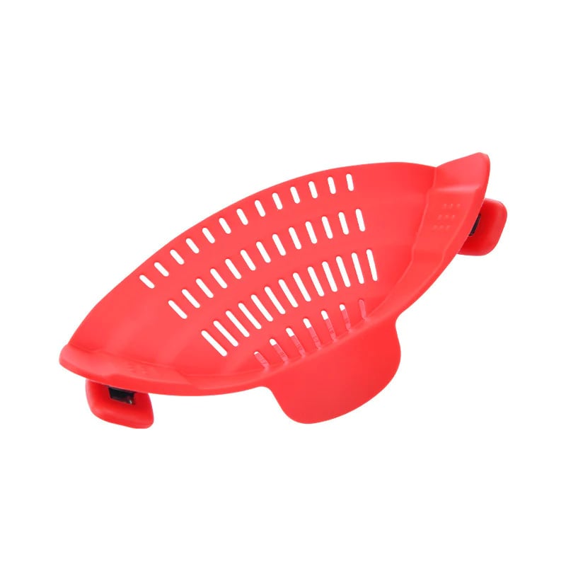 Silicone clip strainer for pots and bowls