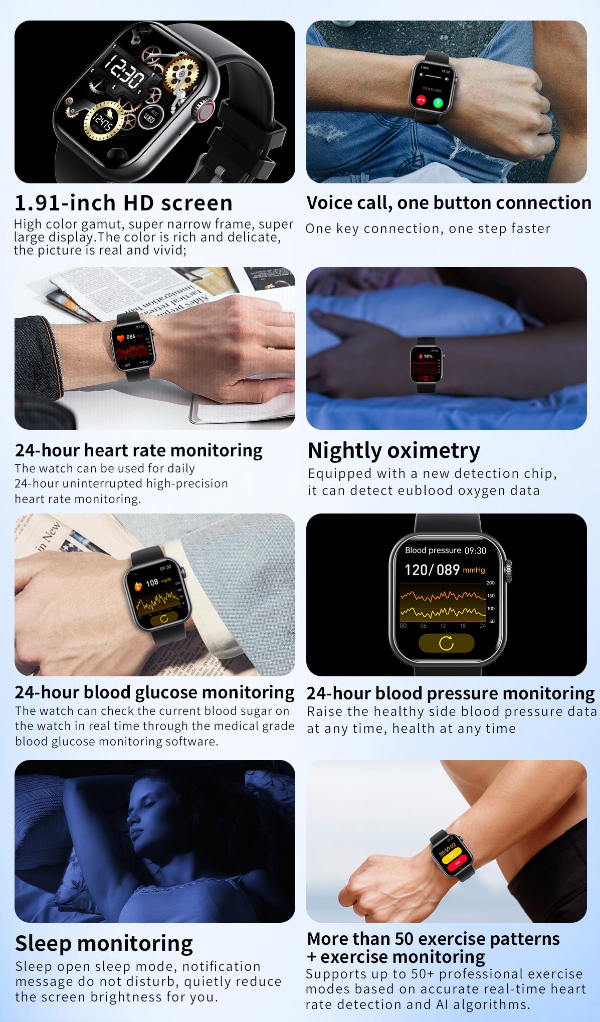 Bearscome BCF57 Blood Sugar Blood Pressure Heart Rate Blood oxygen Sleep Monitoring Waterproof Smartwatch 45 F57 04 3268192e 061f 4358 b0b1 79895e711e61
