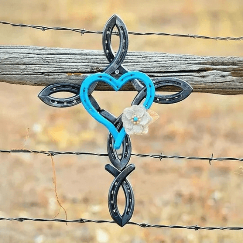 ❤️Handmade Natural Horseshoe Cross With Heart